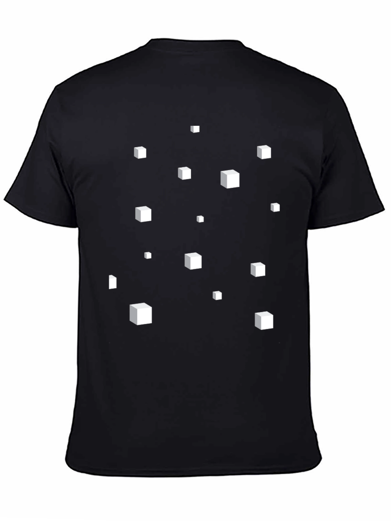Abstract 3D Cube Pattern Black T-Shirt