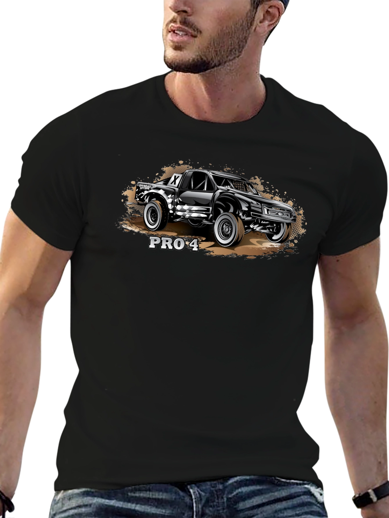 PRO-4 Off-Road Truck Graphic Tee - Black Cotton
