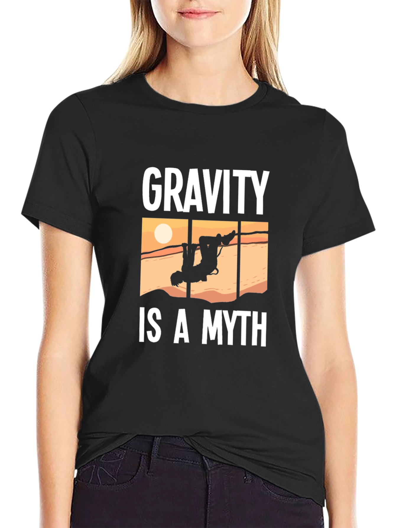 Gravity Is A Myth Funny Climbing T-Shirt