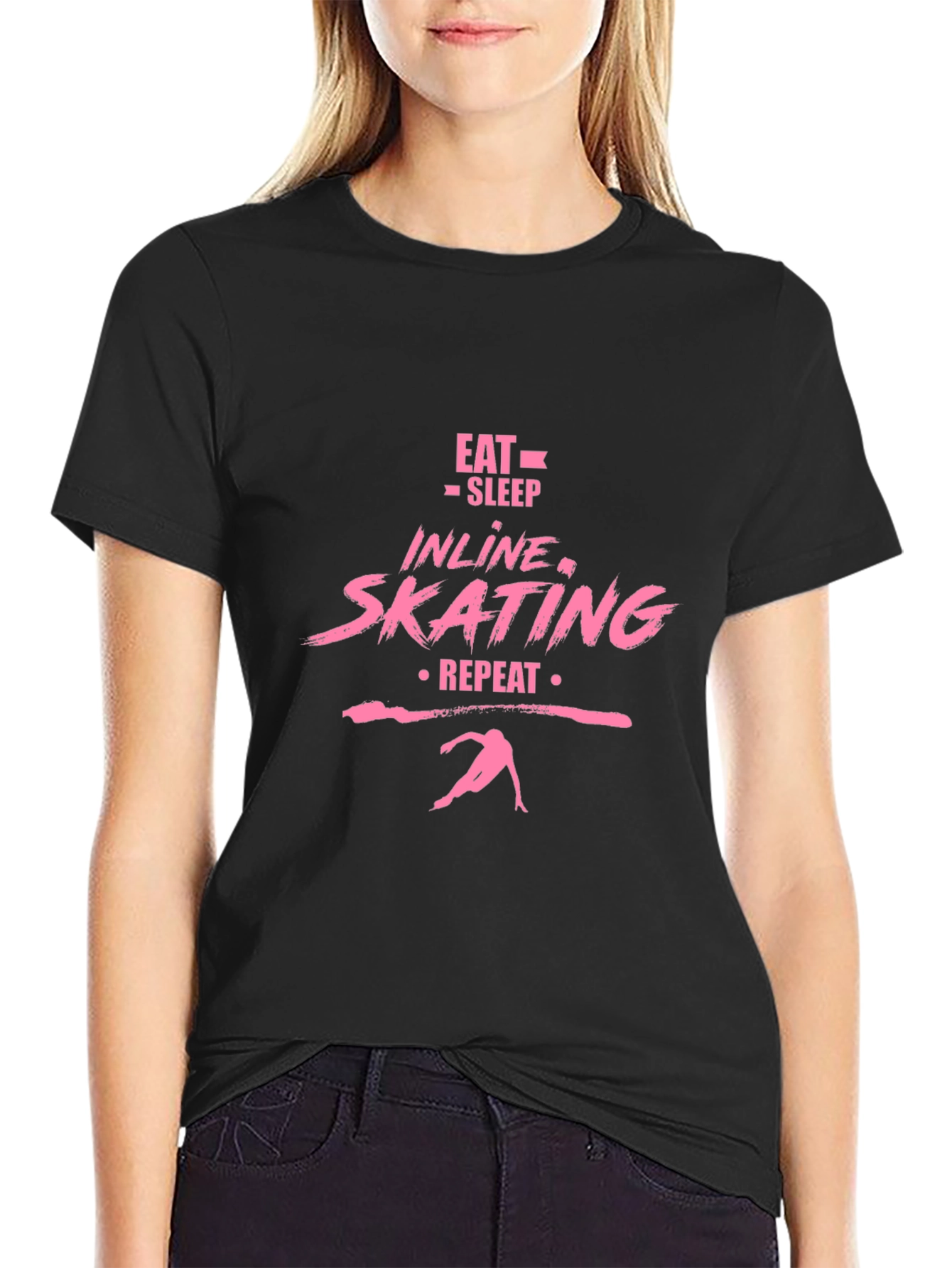 Eat Sleep Inline Skating Repeat Black T-Shirt