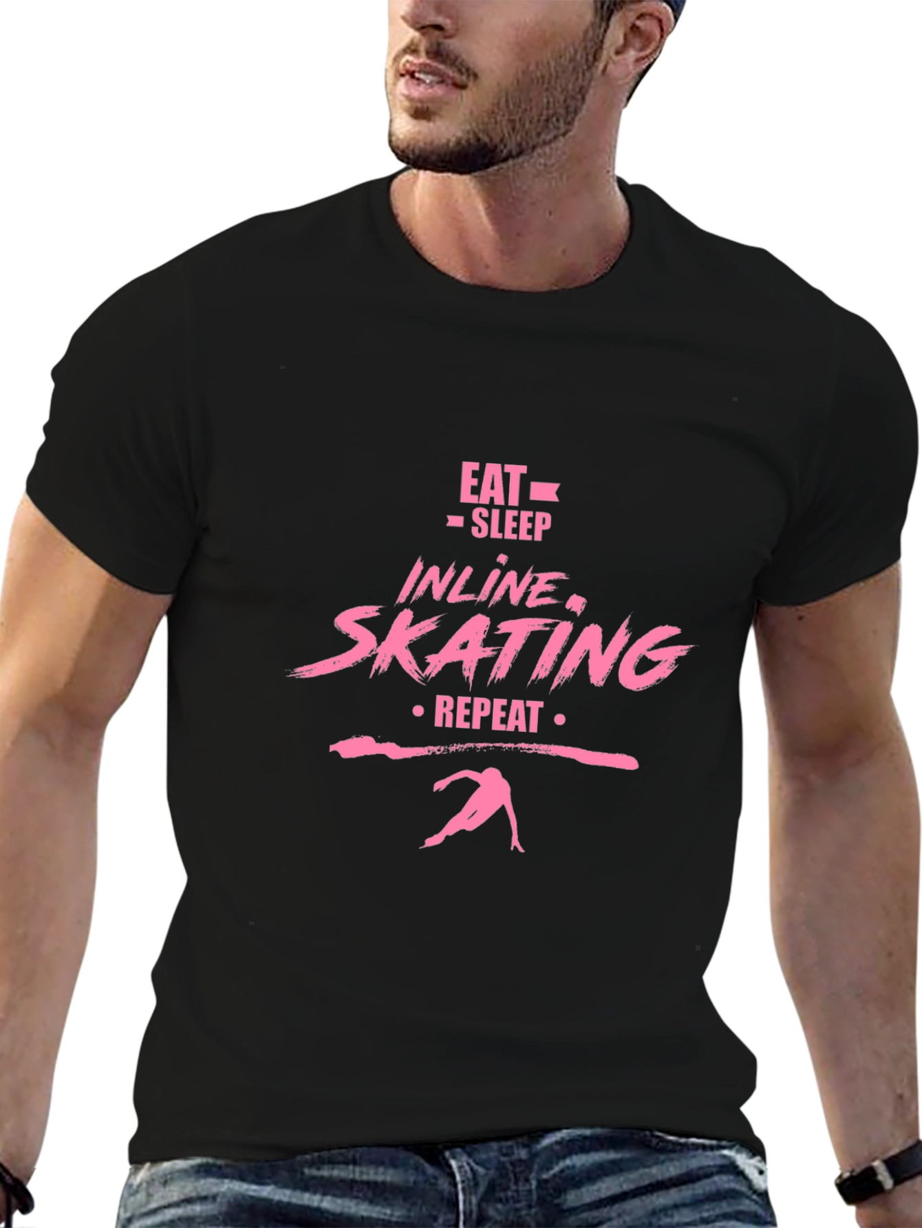 Eat Sleep Inline Skating Repeat Black T-Shirt