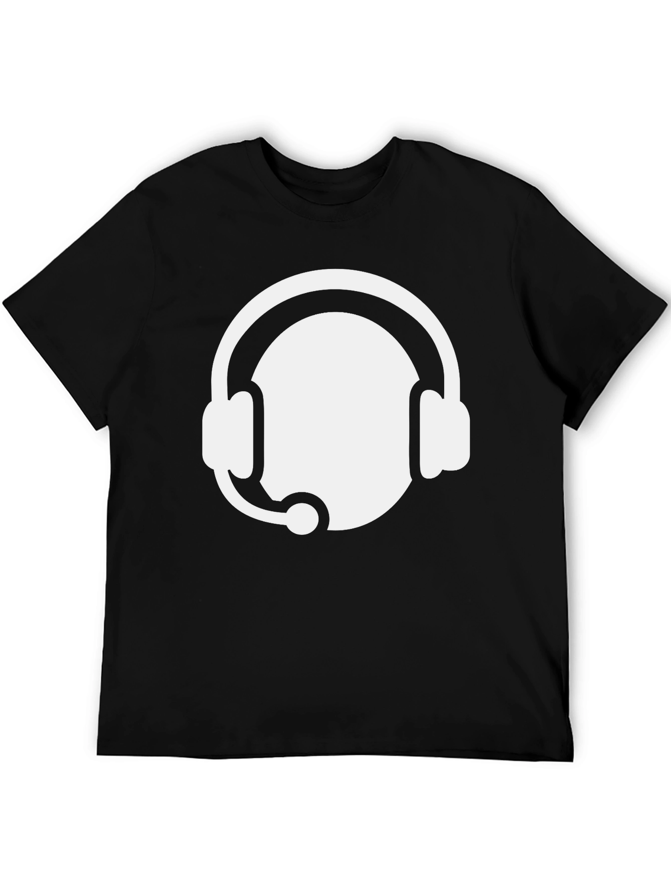 Gamer Headset Graphic Tee - Black Cotton Blend
