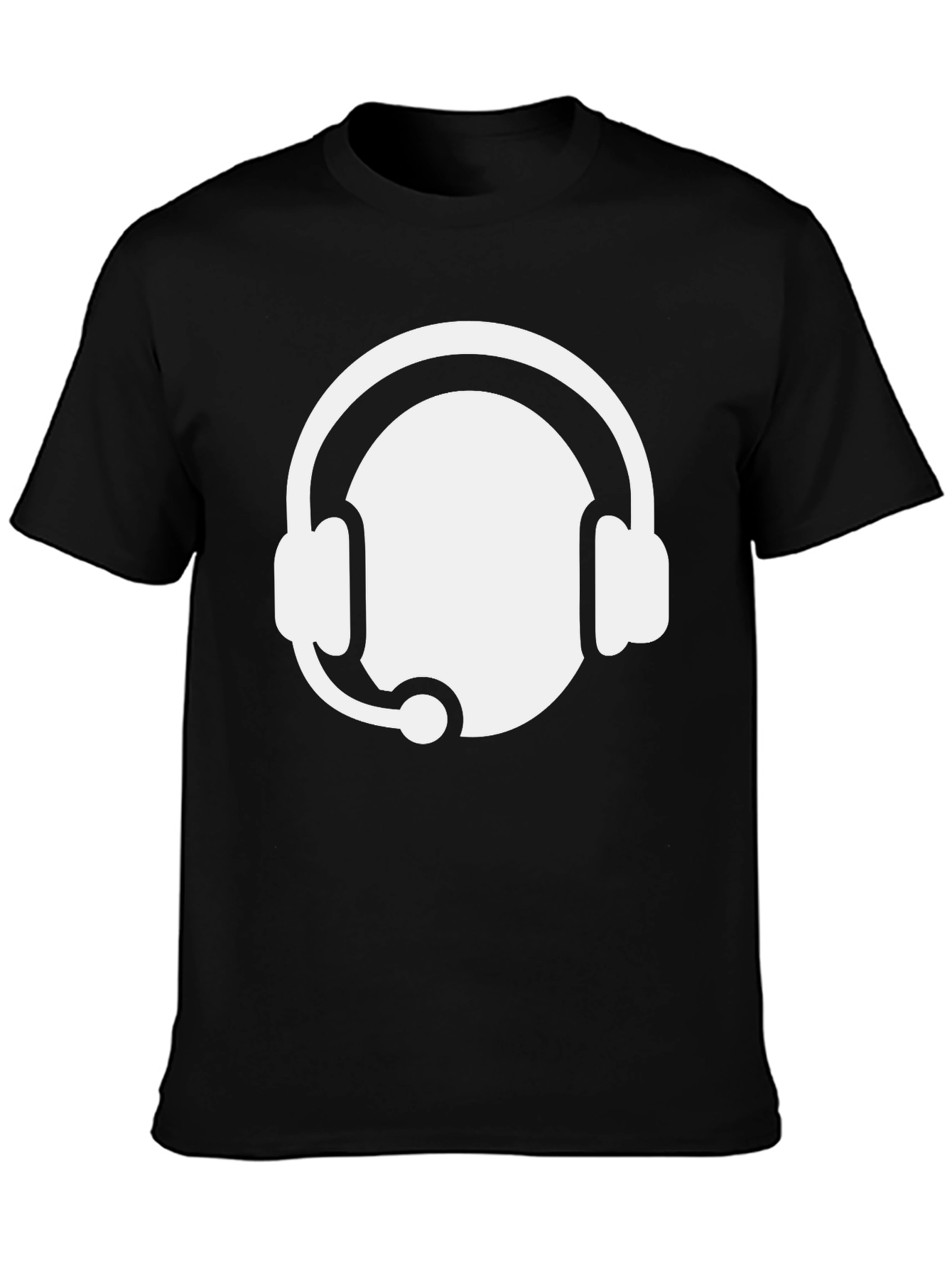 Gamer Headset Graphic Tee - Black Cotton Blend