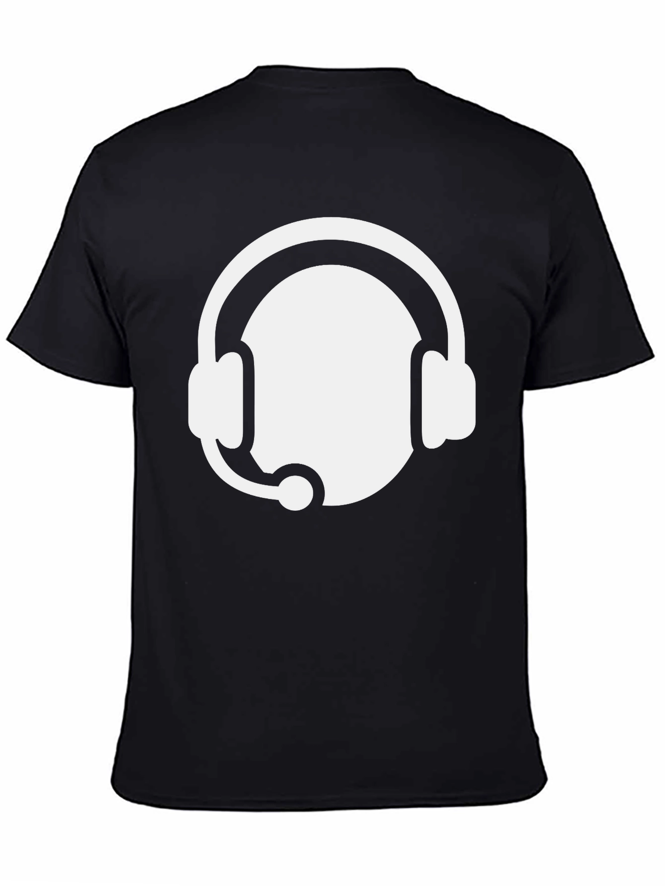 Gamer Headset Graphic Tee - Black Cotton Blend