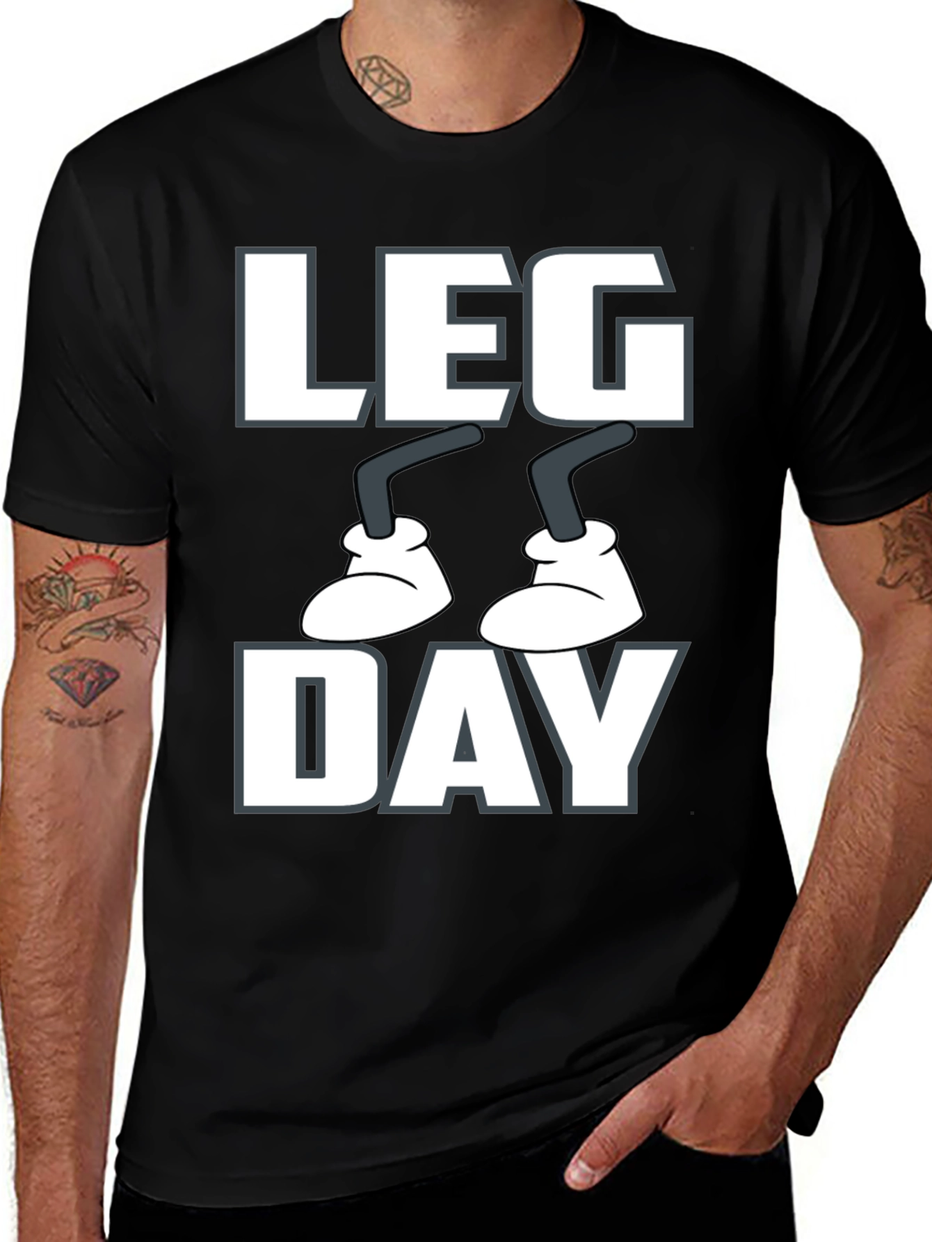 Leg Day Graphic T-Shirt Funny Workout Gym Tee