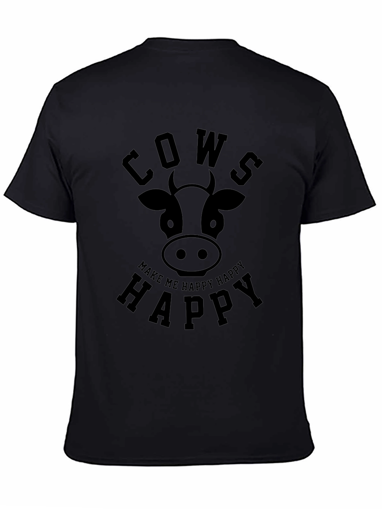 Cows Make Me Happy T-Shirt - Black Graphic Tee