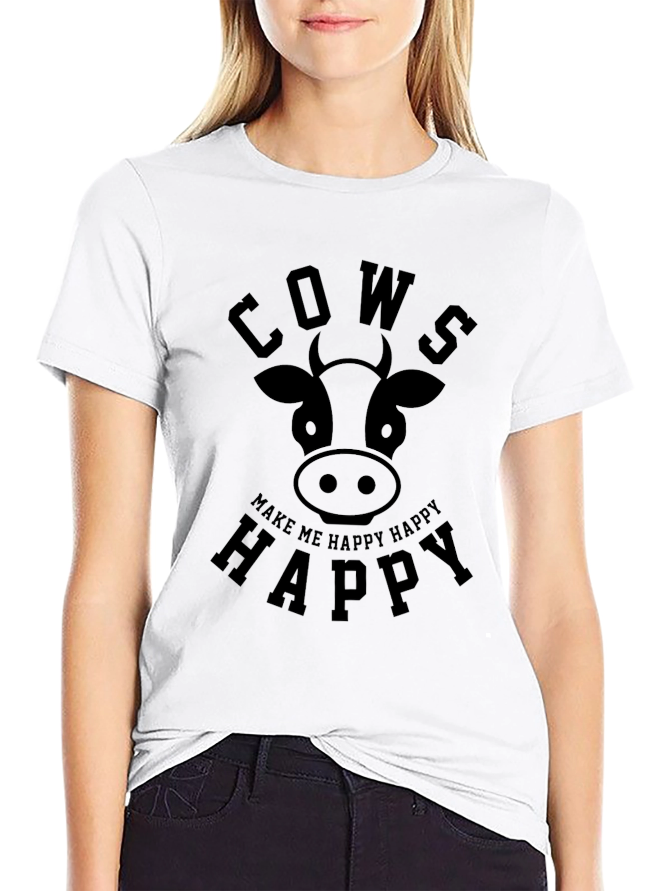 Cows Make Me Happy T-Shirt - Black Graphic Tee