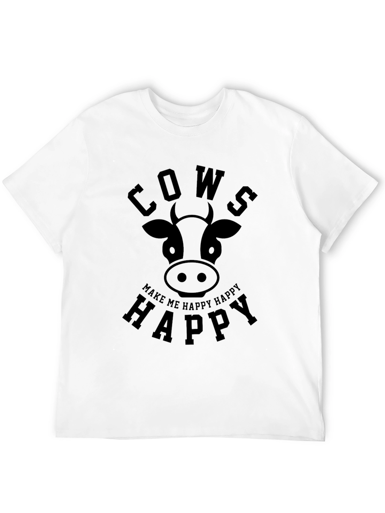 Cows Make Me Happy T-Shirt - Black Graphic Tee