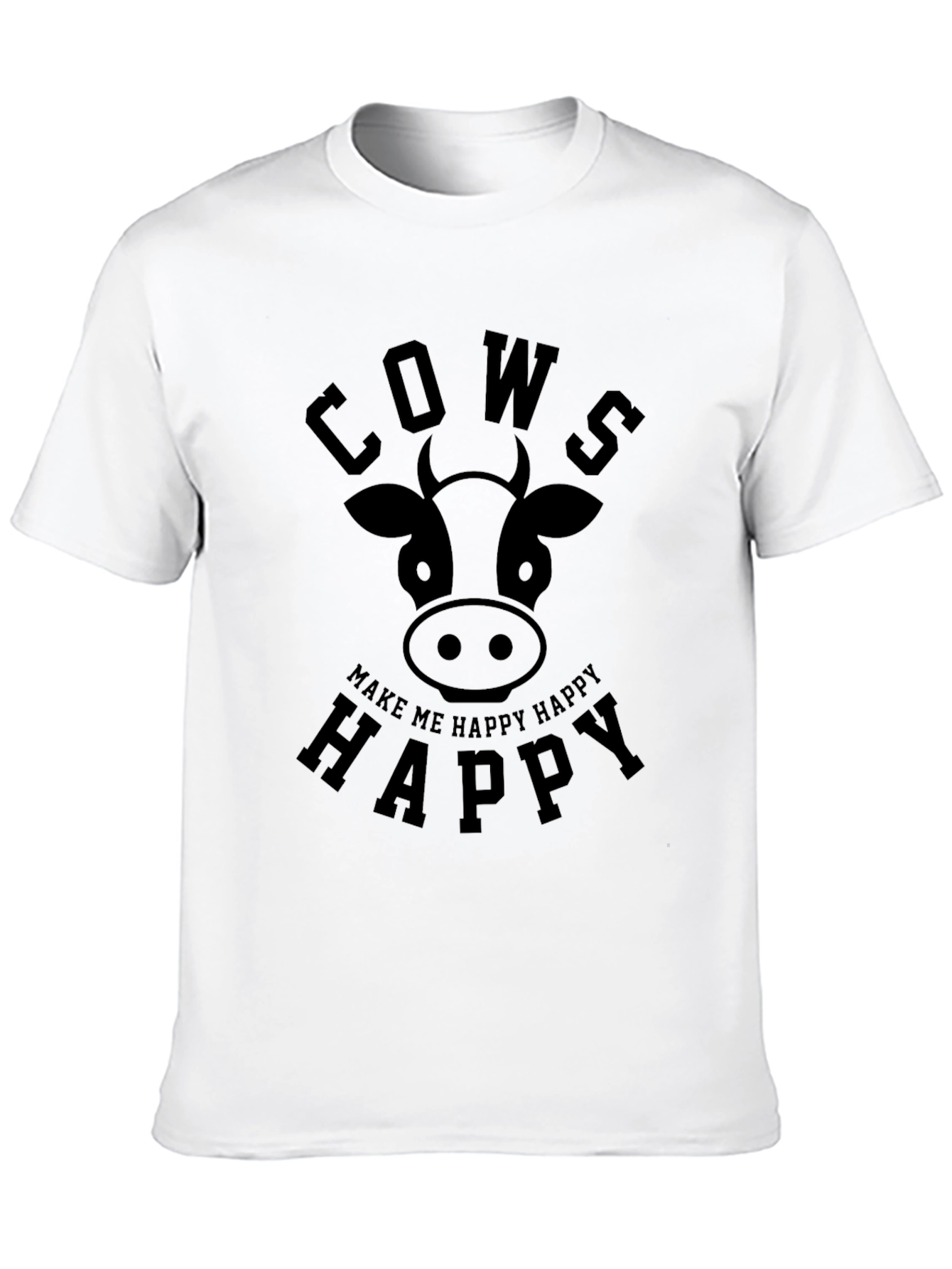Cows Make Me Happy T-Shirt - Black Graphic Tee