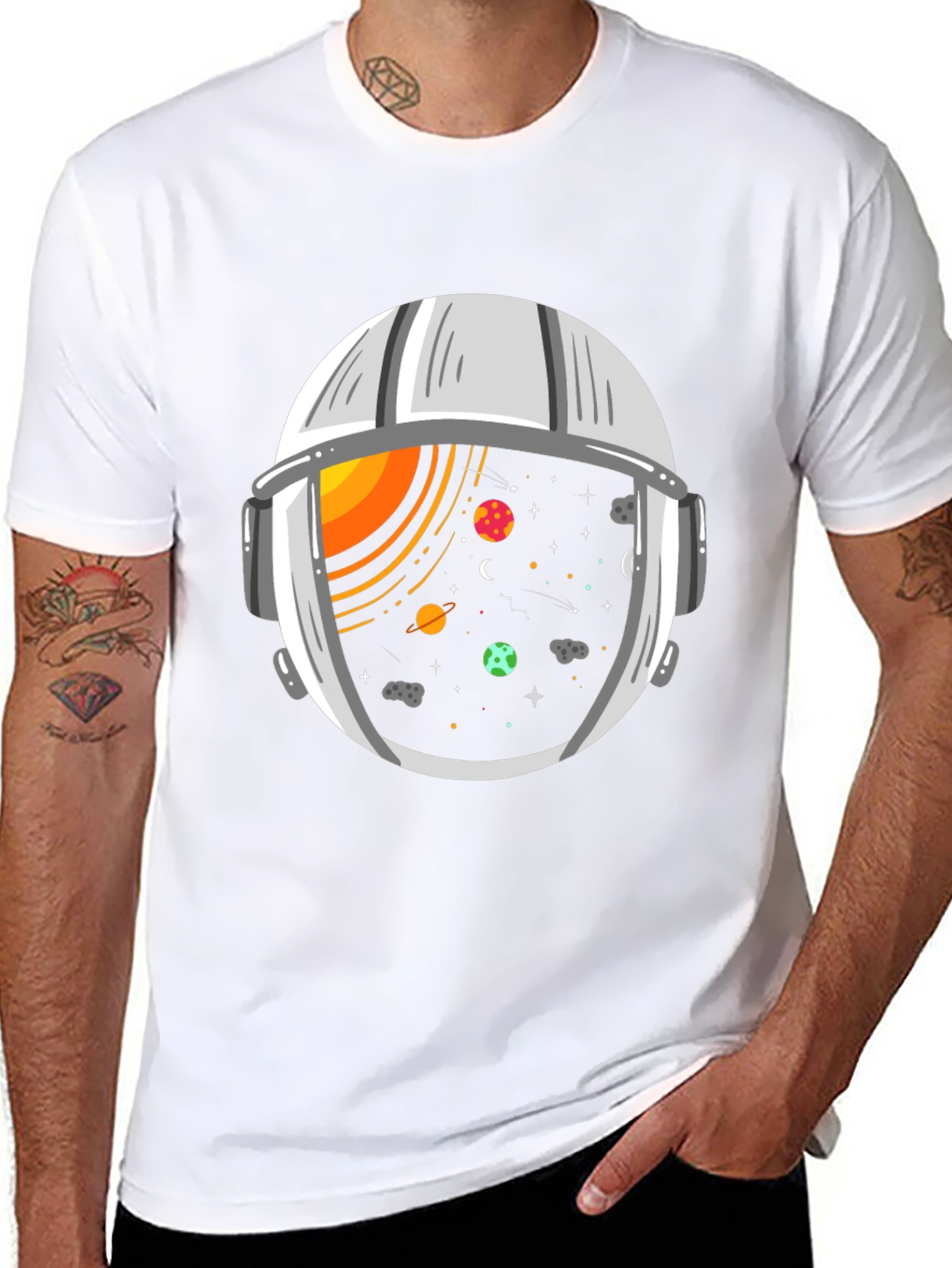 Space Helmet Graphic Tee - Explore the Universe!