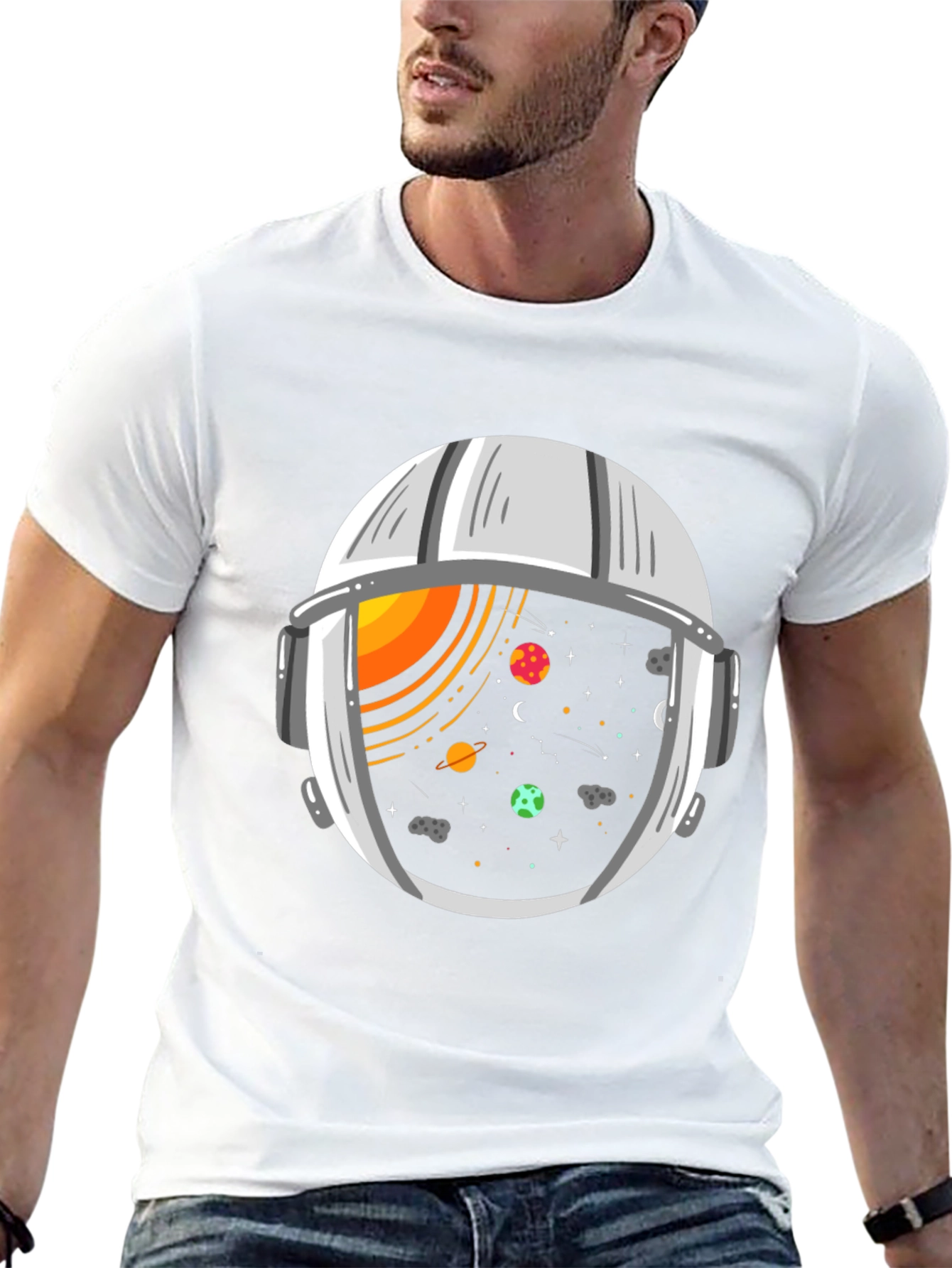 Space Helmet Graphic Tee - Explore the Universe!