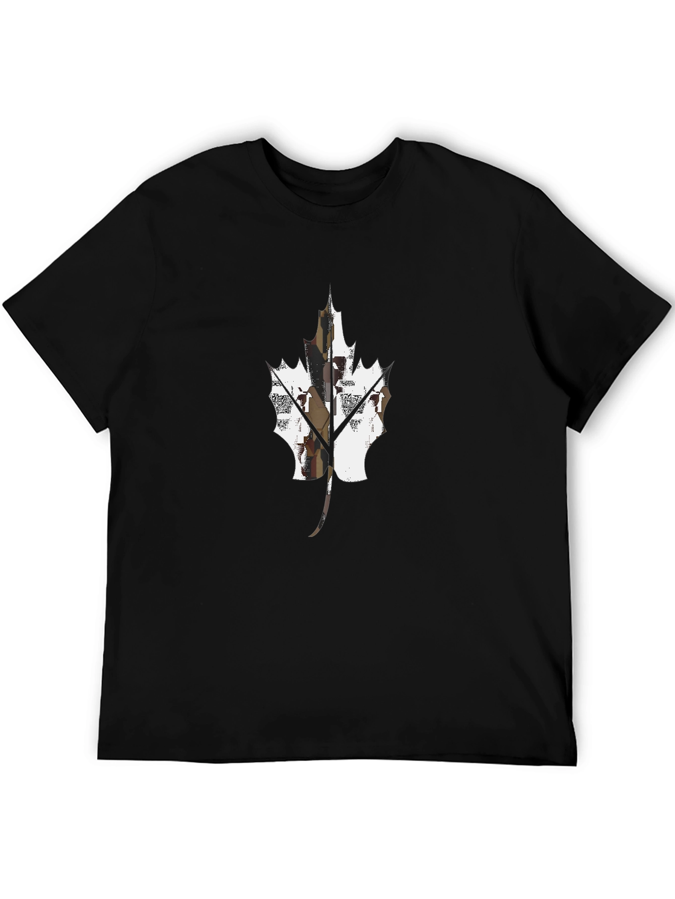 Maple Leaf Camo Print Black T-Shirt