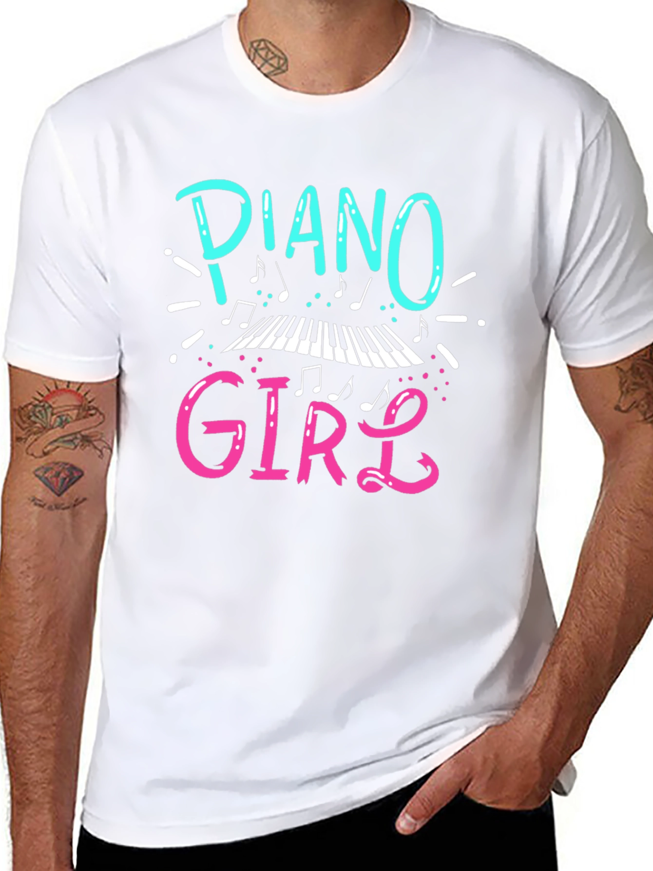 Piano Girl Graphic T-Shirt - Music Lover Tee