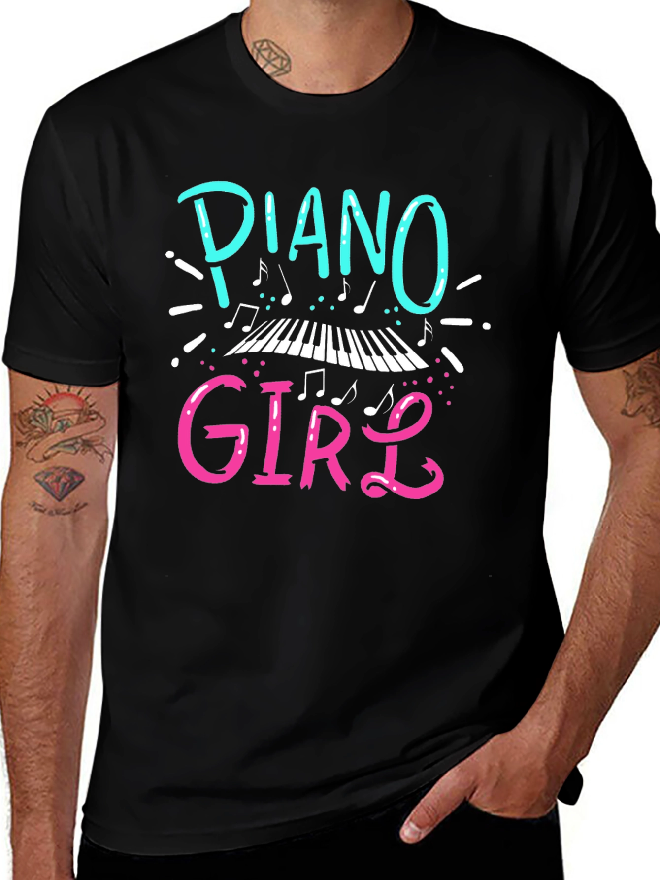 Piano Girl Graphic T-Shirt - Music Lover Tee