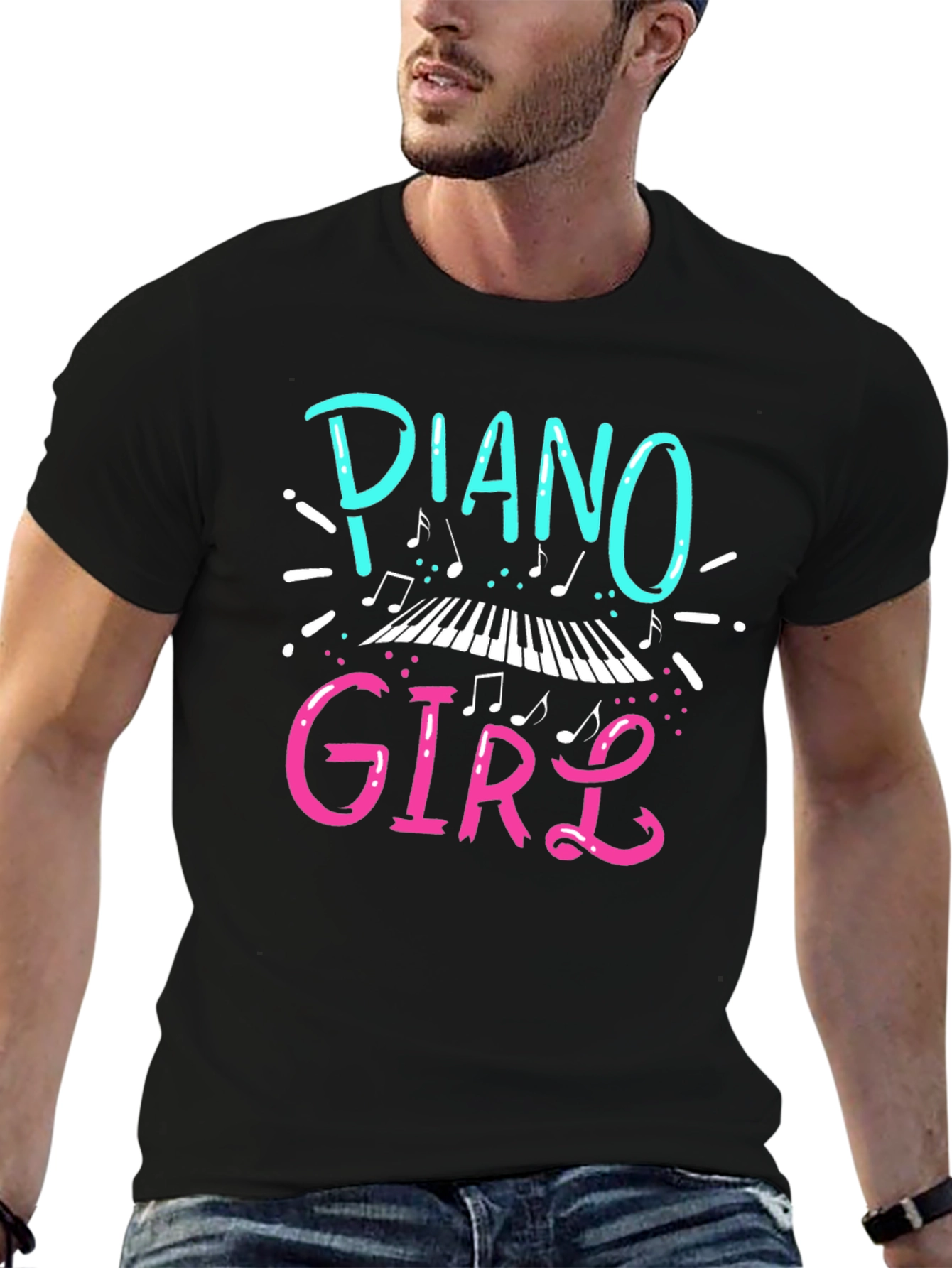 Piano Girl Graphic T-Shirt - Music Lover Tee
