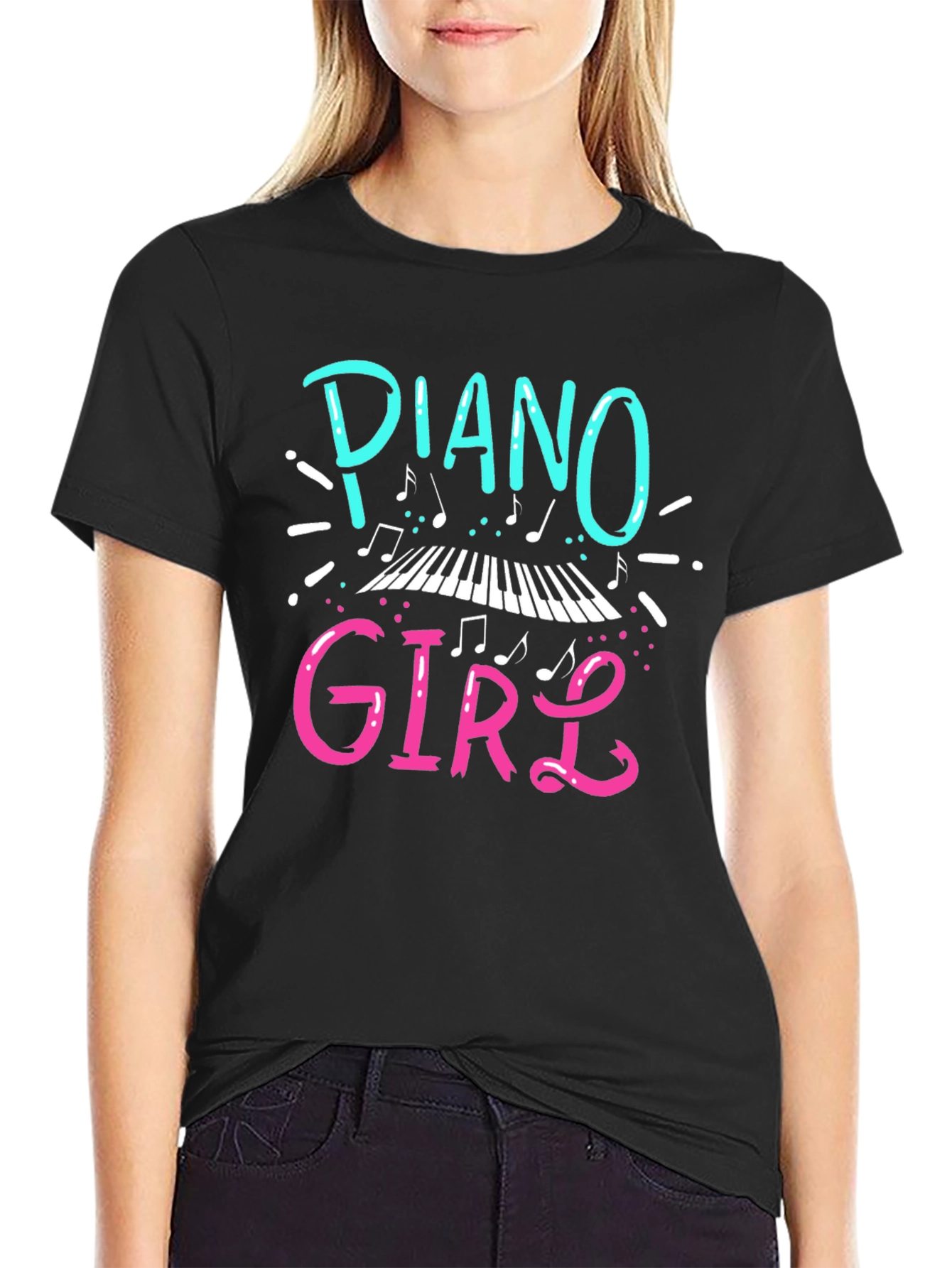 Piano Girl Graphic T-Shirt - Music Lover Tee