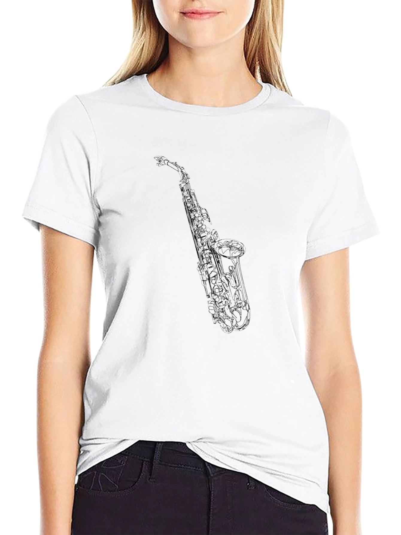 Black Saxophone Graphic Tee