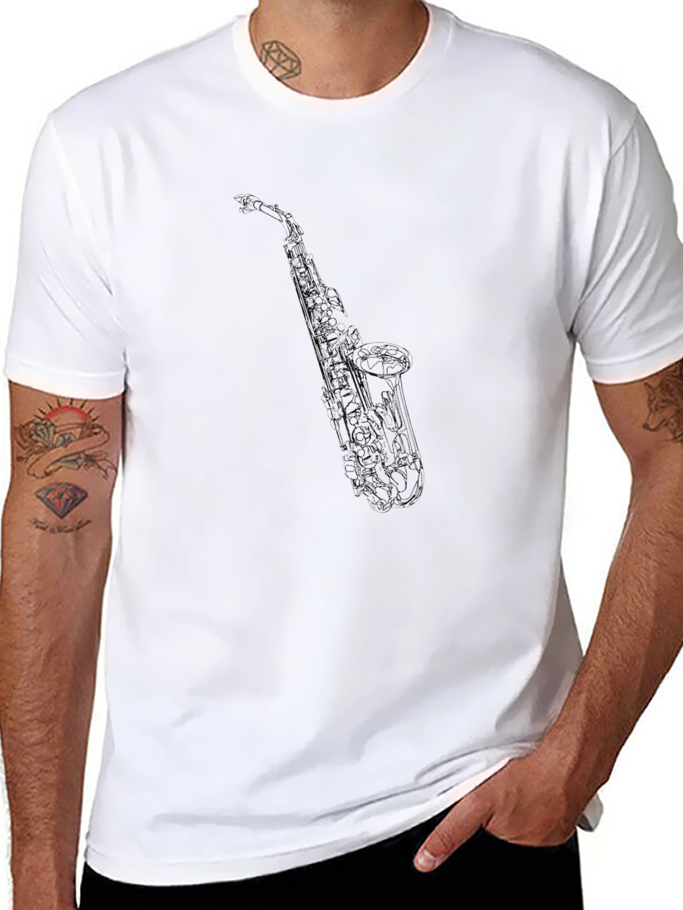 Black Saxophone Graphic Tee