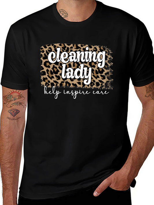 Cleaning Lady Leopard Print T-Shirt