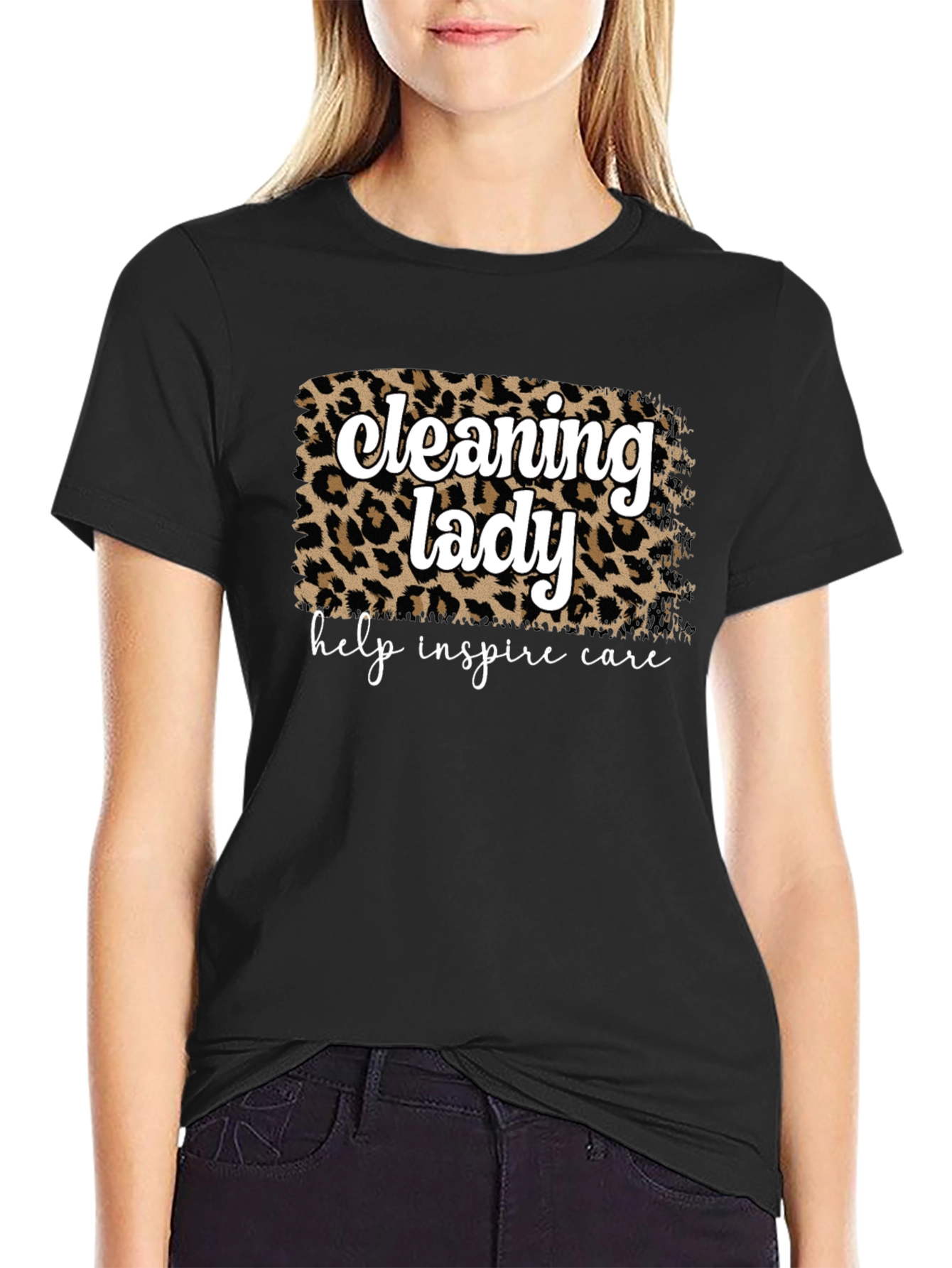 Cleaning Lady Leopard Print T-Shirt
