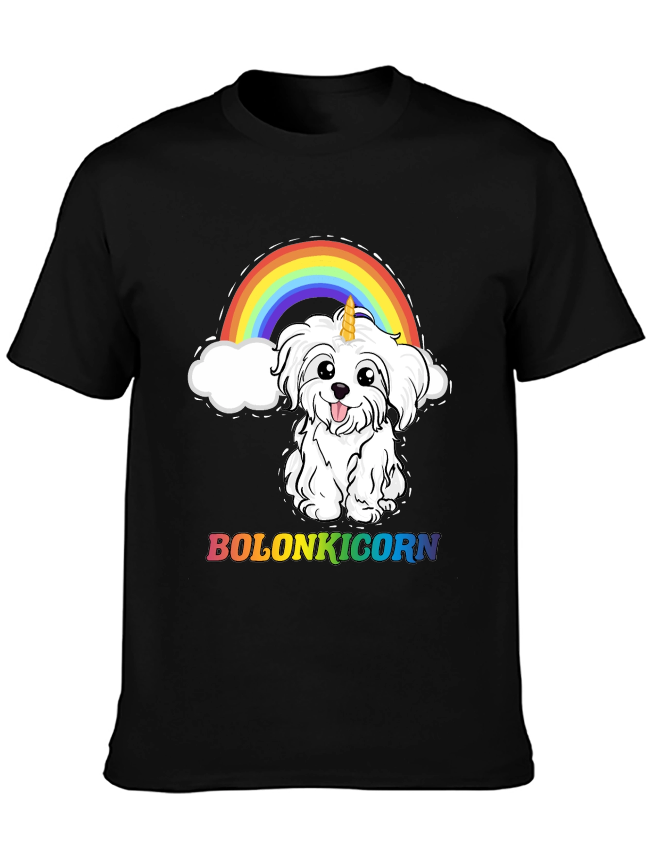 Bolonkicorn Dog Rainbow Graphic T-Shirt