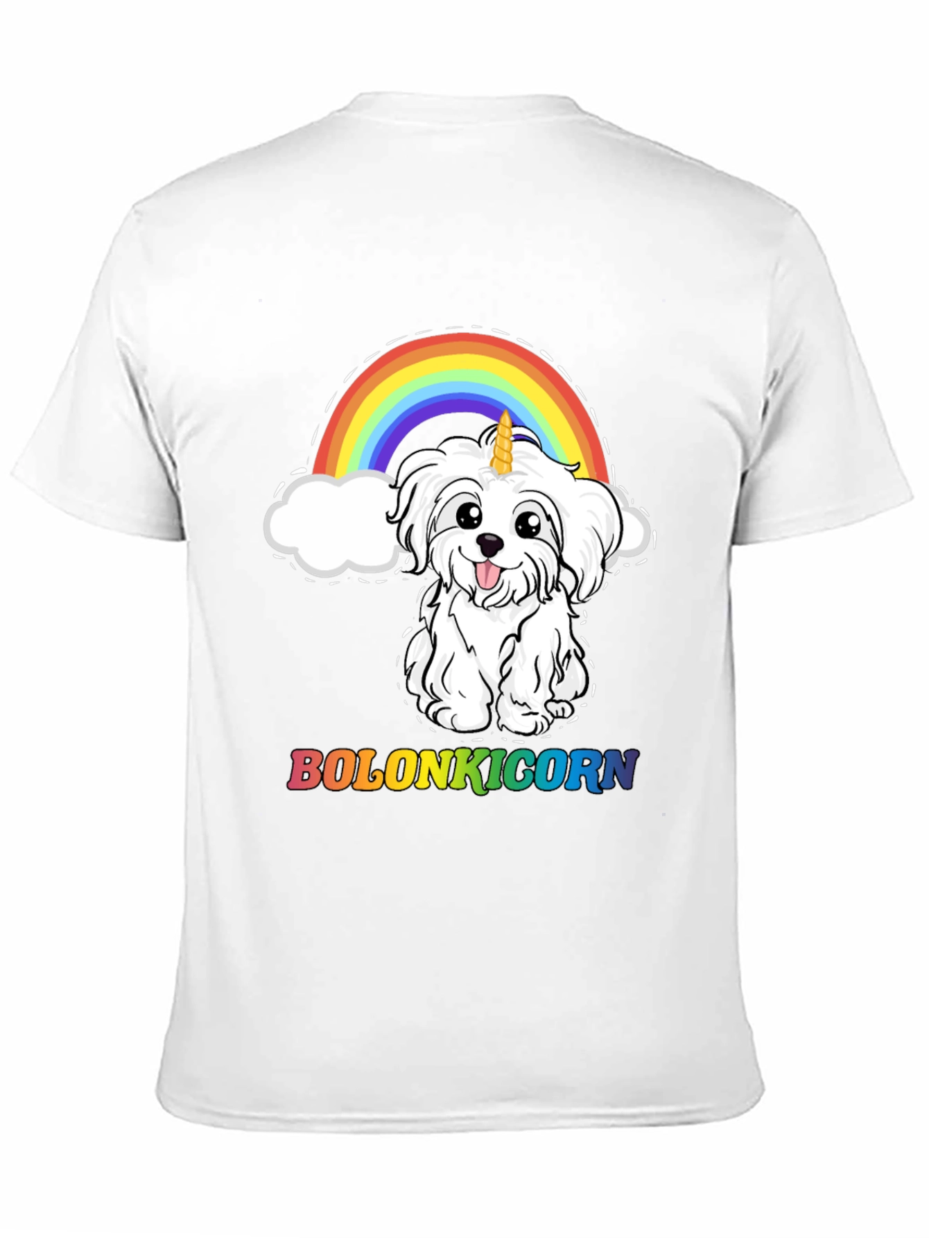 Bolonkicorn Dog Rainbow Graphic T-Shirt