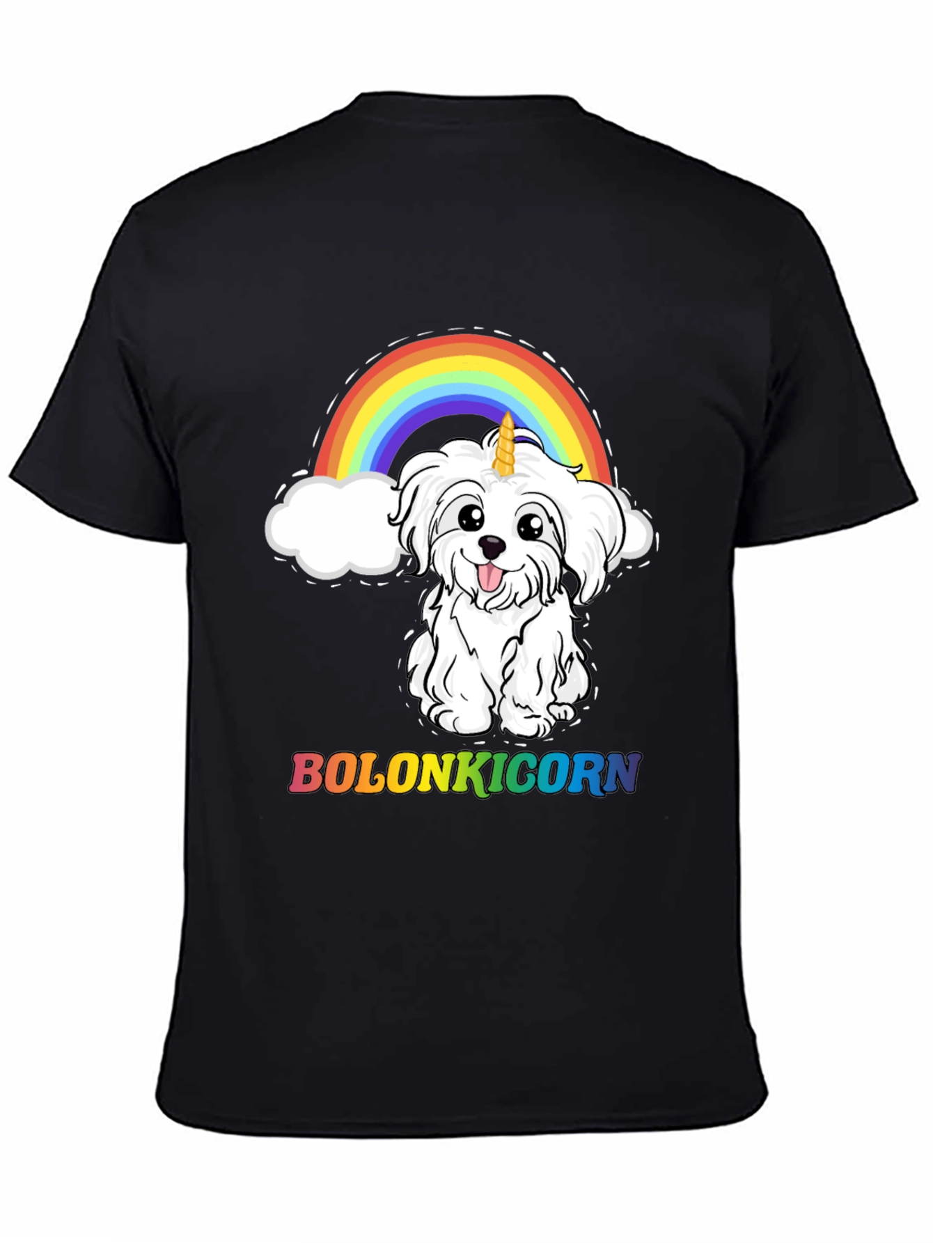 Bolonkicorn Dog Rainbow Graphic T-Shirt