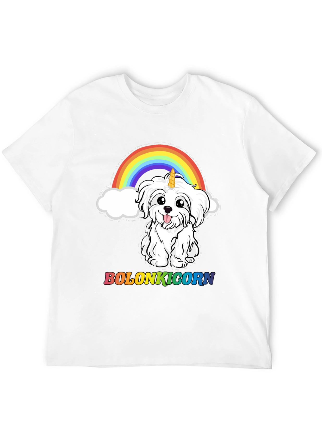 Bolonkicorn Dog Rainbow Graphic T-Shirt