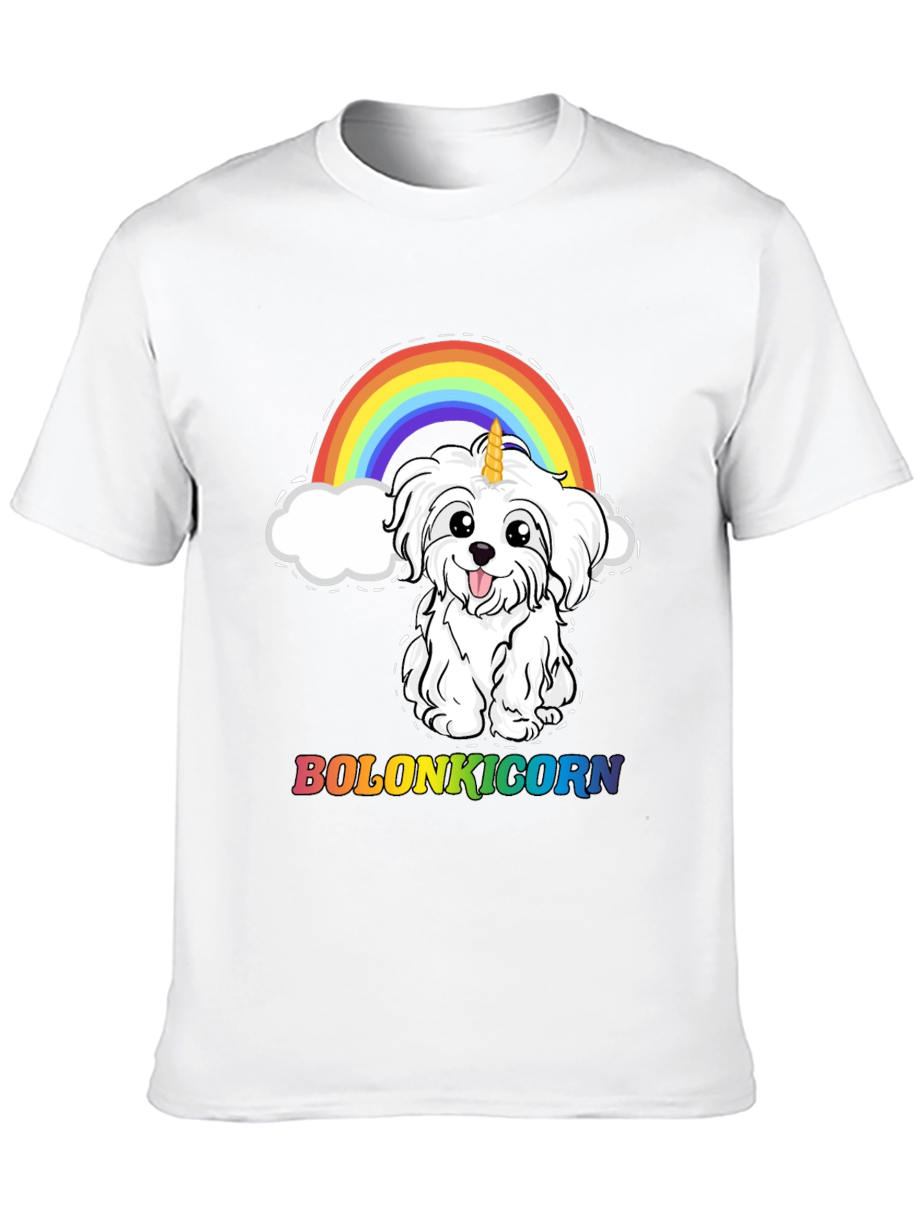 Bolonkicorn Dog Rainbow Graphic T-Shirt