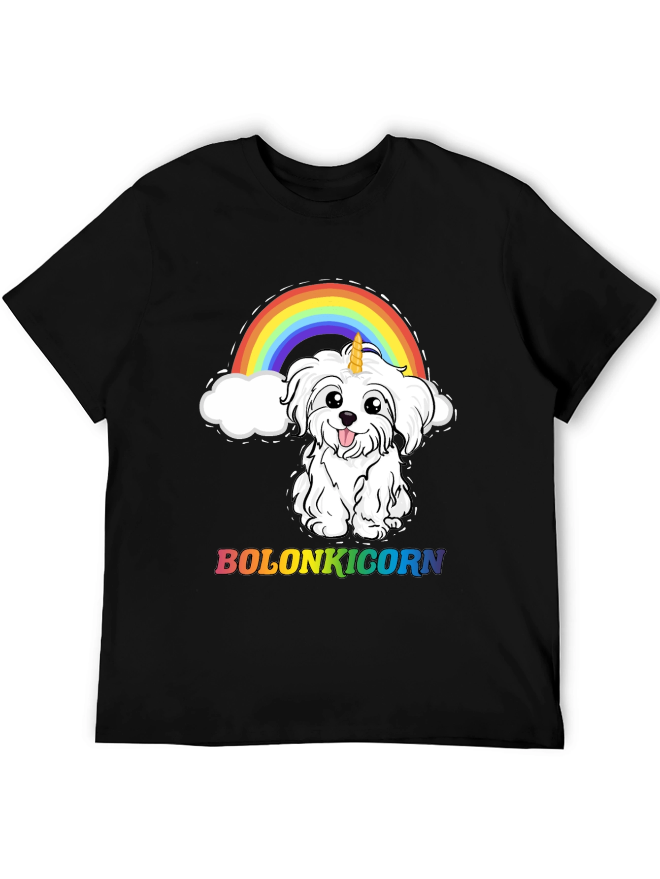 Bolonkicorn Dog Rainbow Graphic T-Shirt