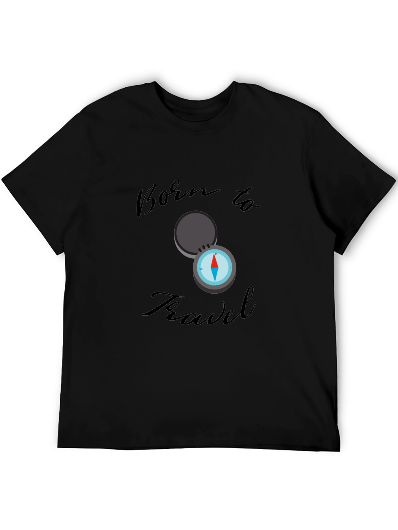 Born to Travel Compass Graphic Tee - Black