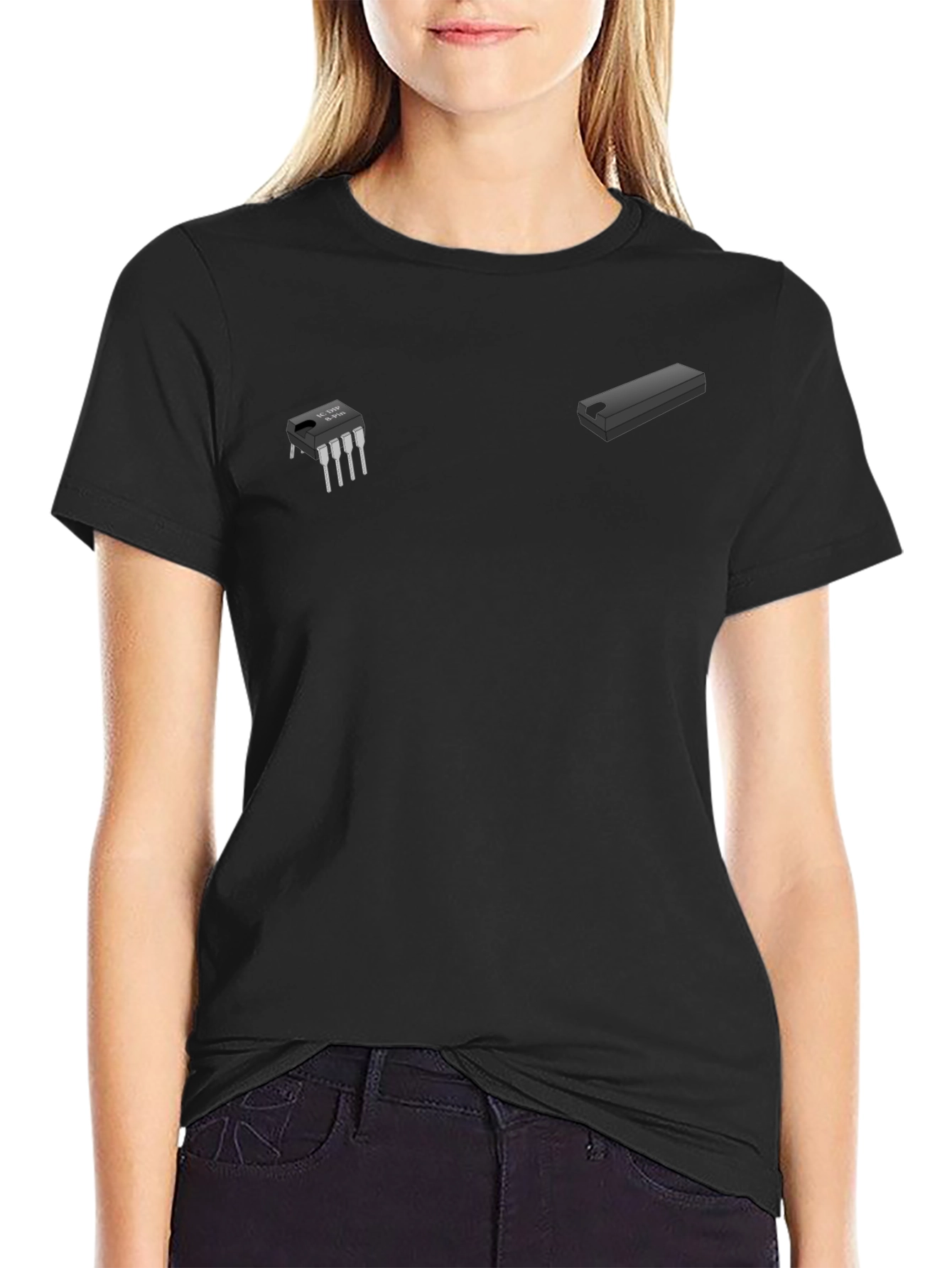 Tech-Themed Black Graphic Tee
