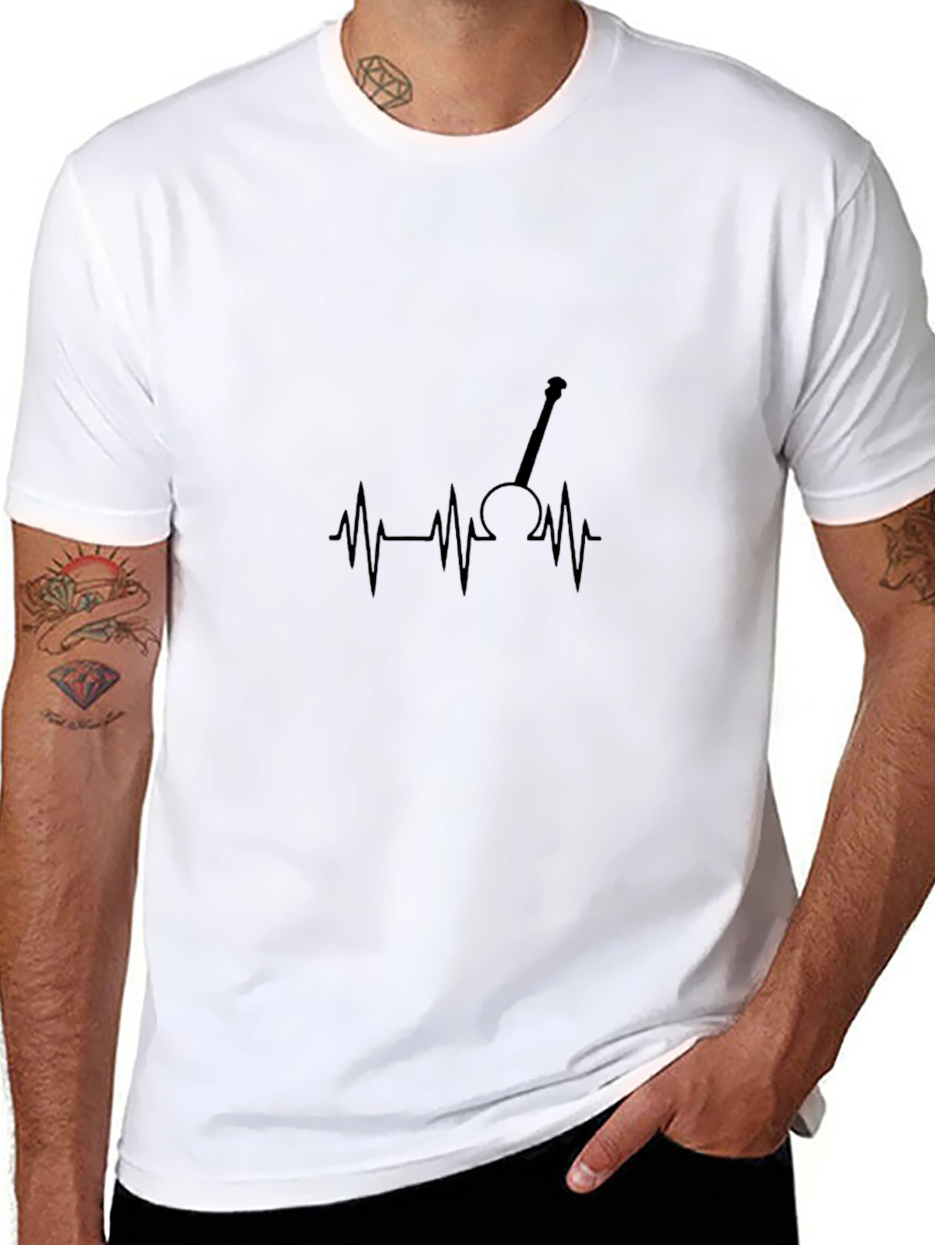Guitar Heartbeat Graphic Tee - Black