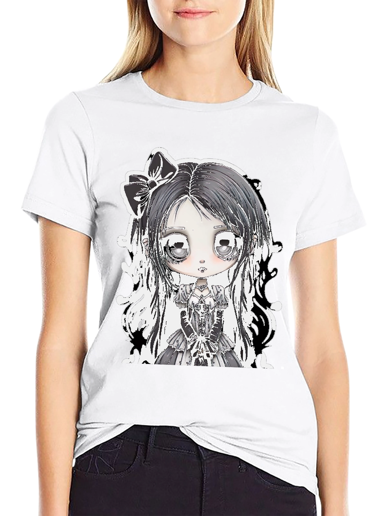 Gothic Lolita Girl Black T-Shirt