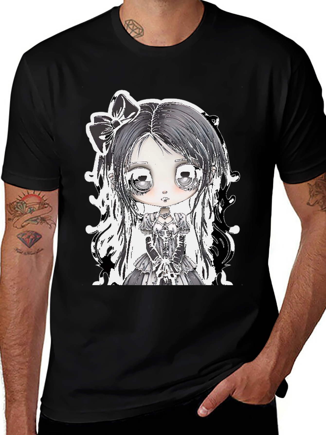 Gothic Lolita Girl Black T-Shirt