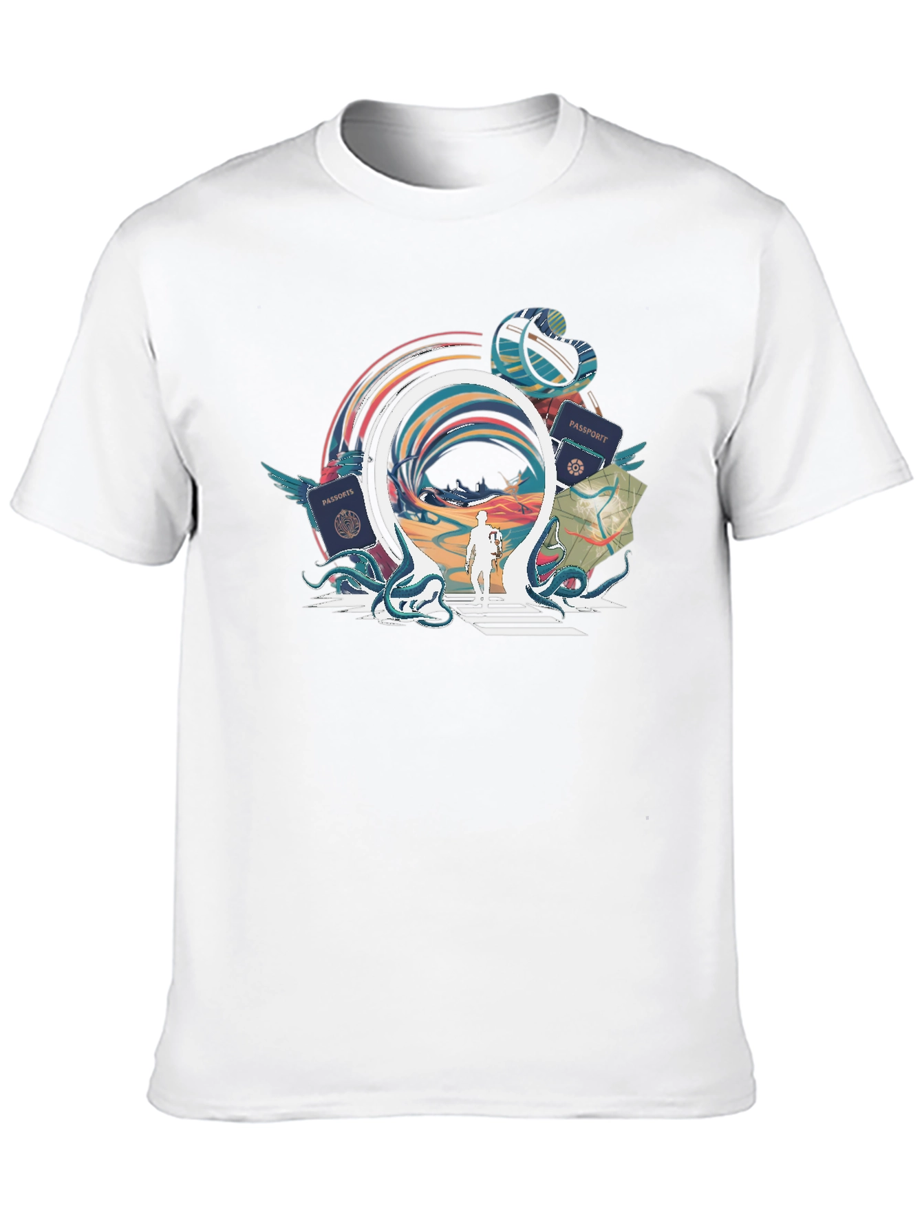 Portal Traveler Graphic Tee - Stylish Black T-Shirt
