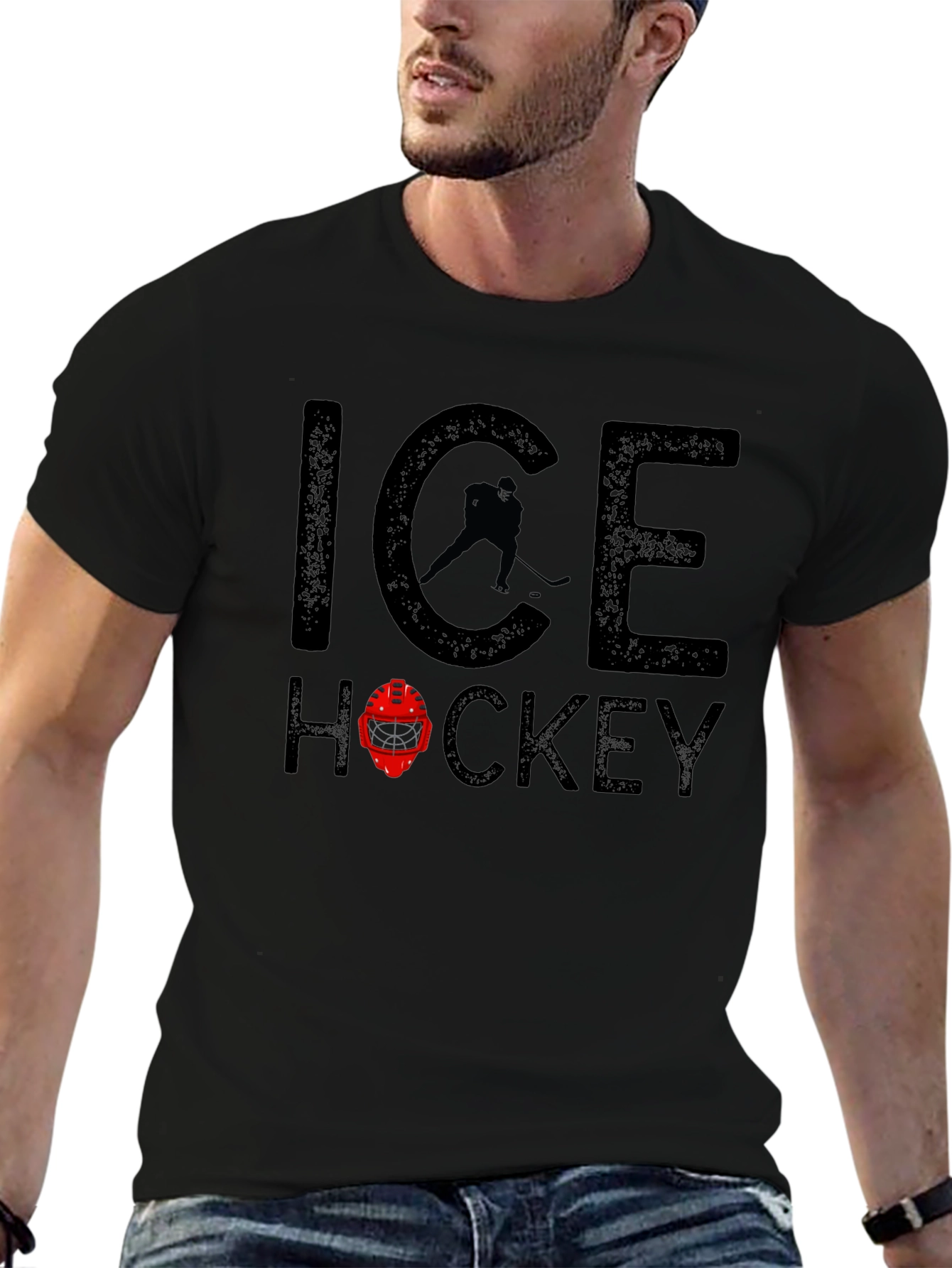 Ice Hockey T-Shirt - Black Graphic Tee