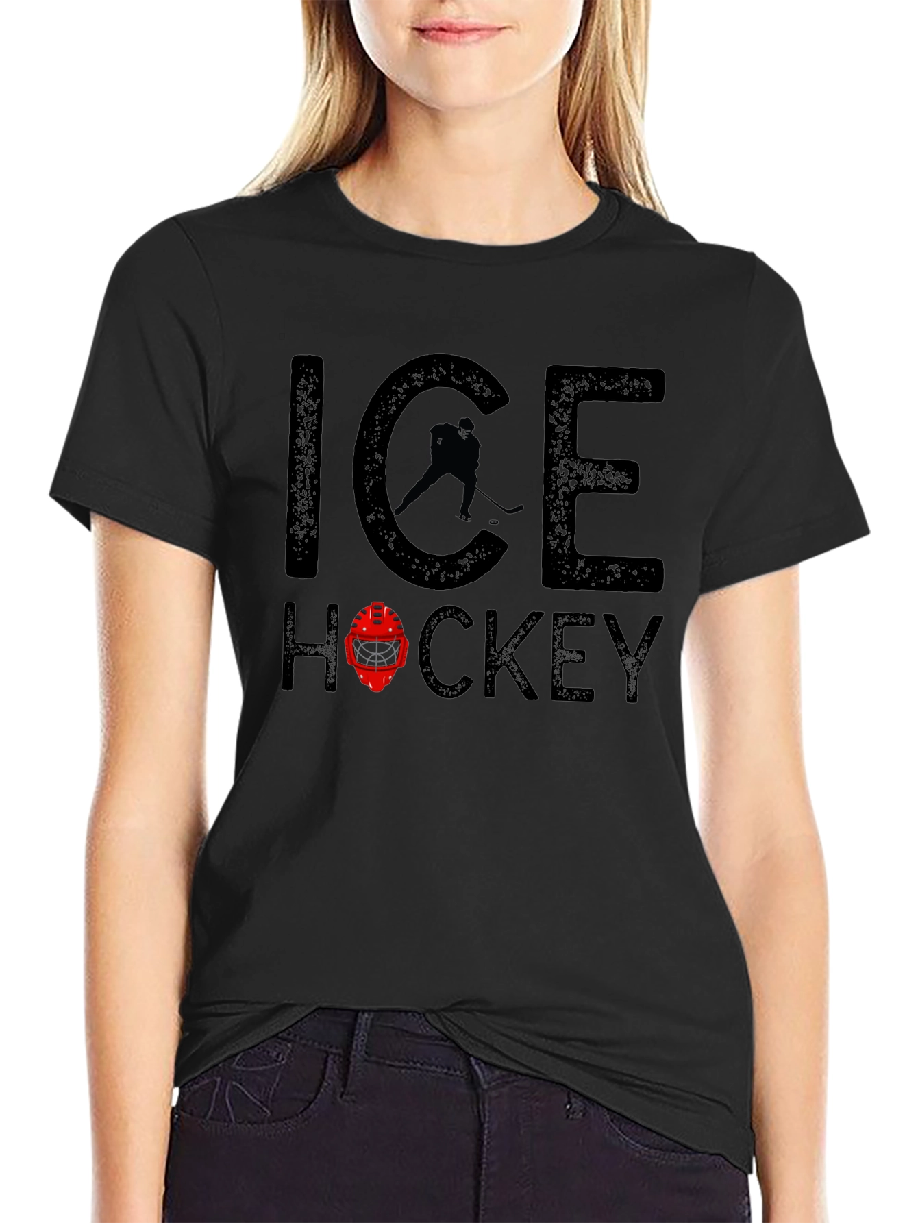 Ice Hockey T-Shirt - Black Graphic Tee