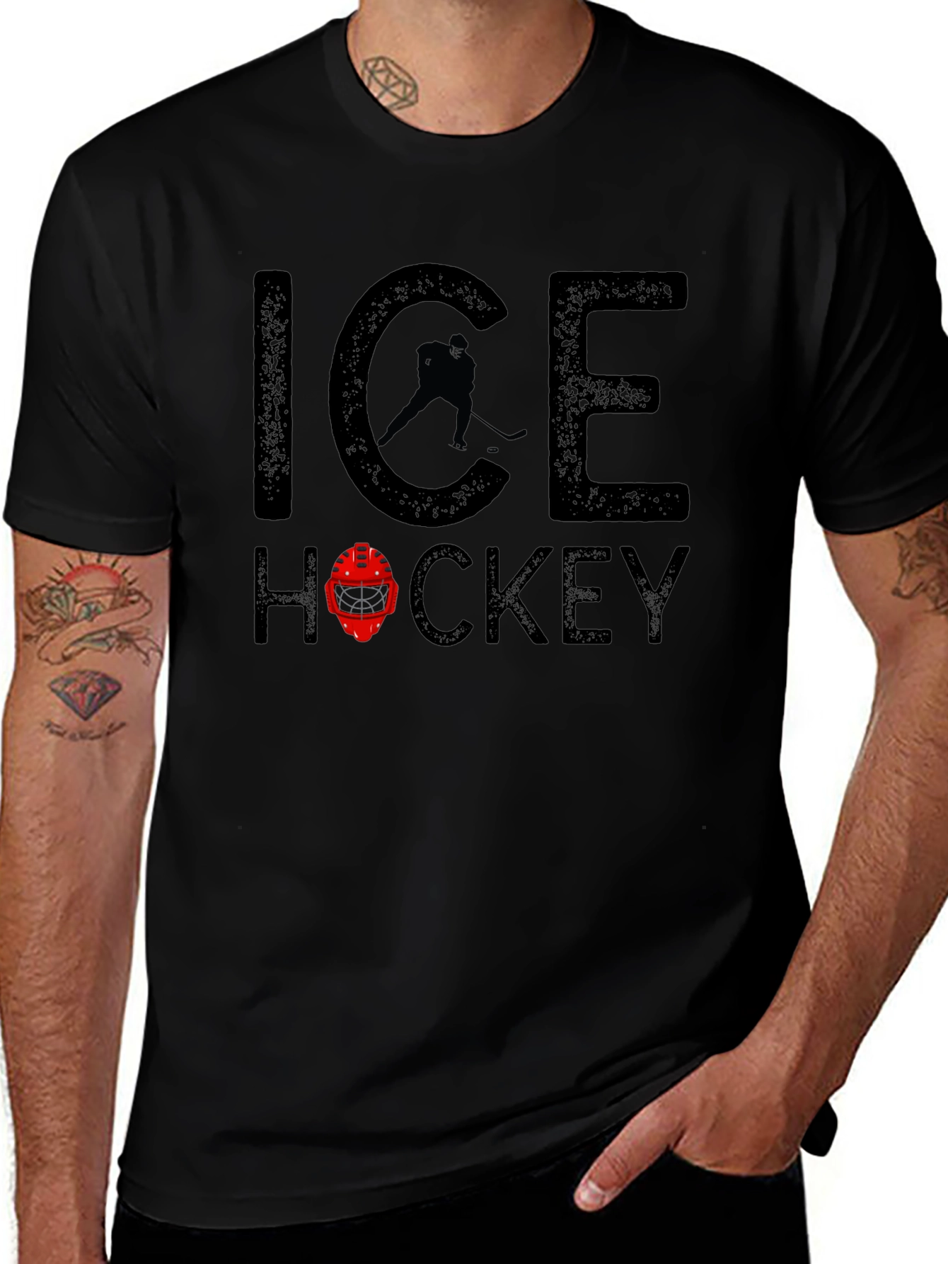 Ice Hockey T-Shirt - Black Graphic Tee