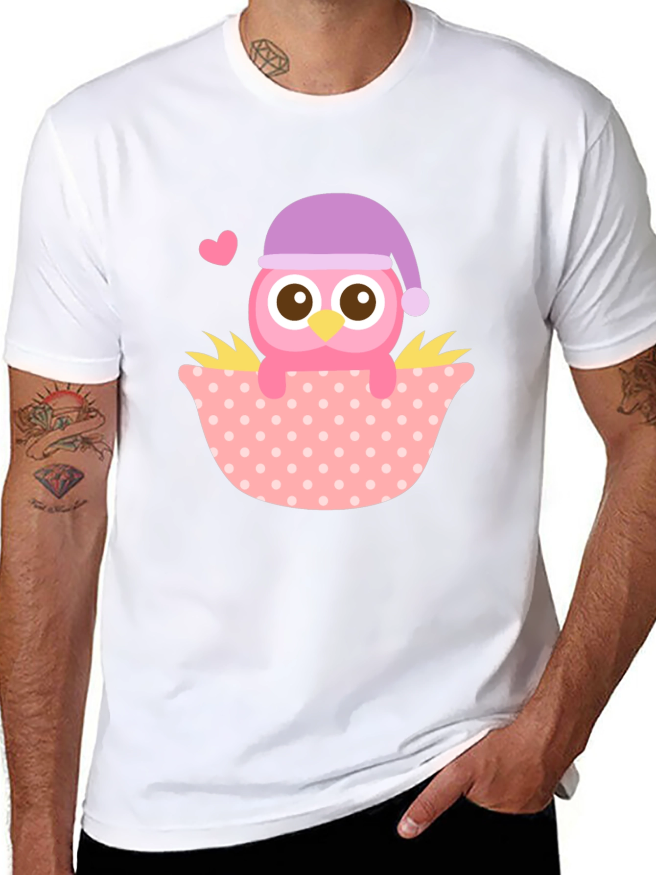 Cute Owl T-Shirt - Whimsical Sleepy Bird Design