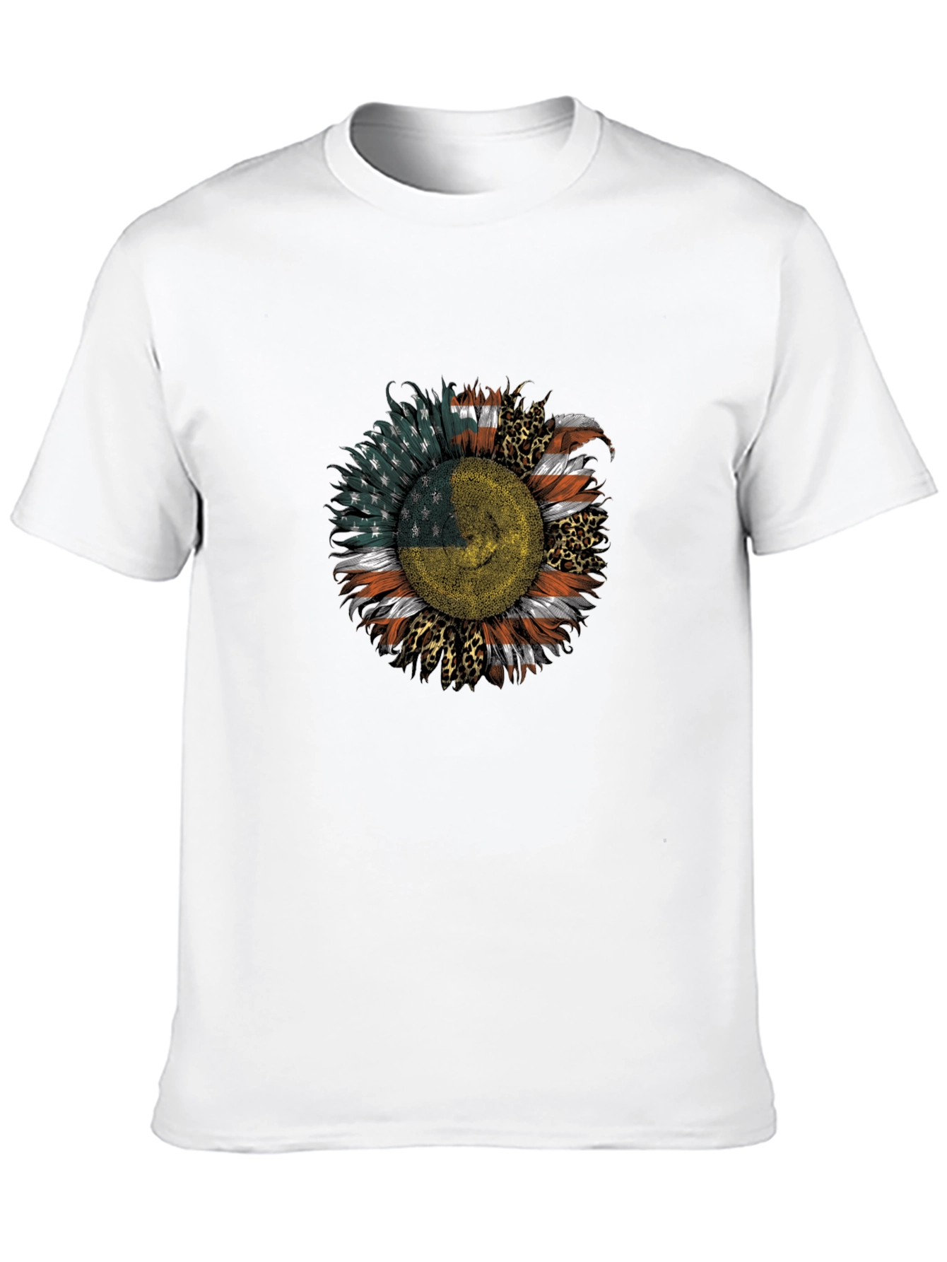 USA Ukraine Flag Sunflower Mens Black T-Shirt