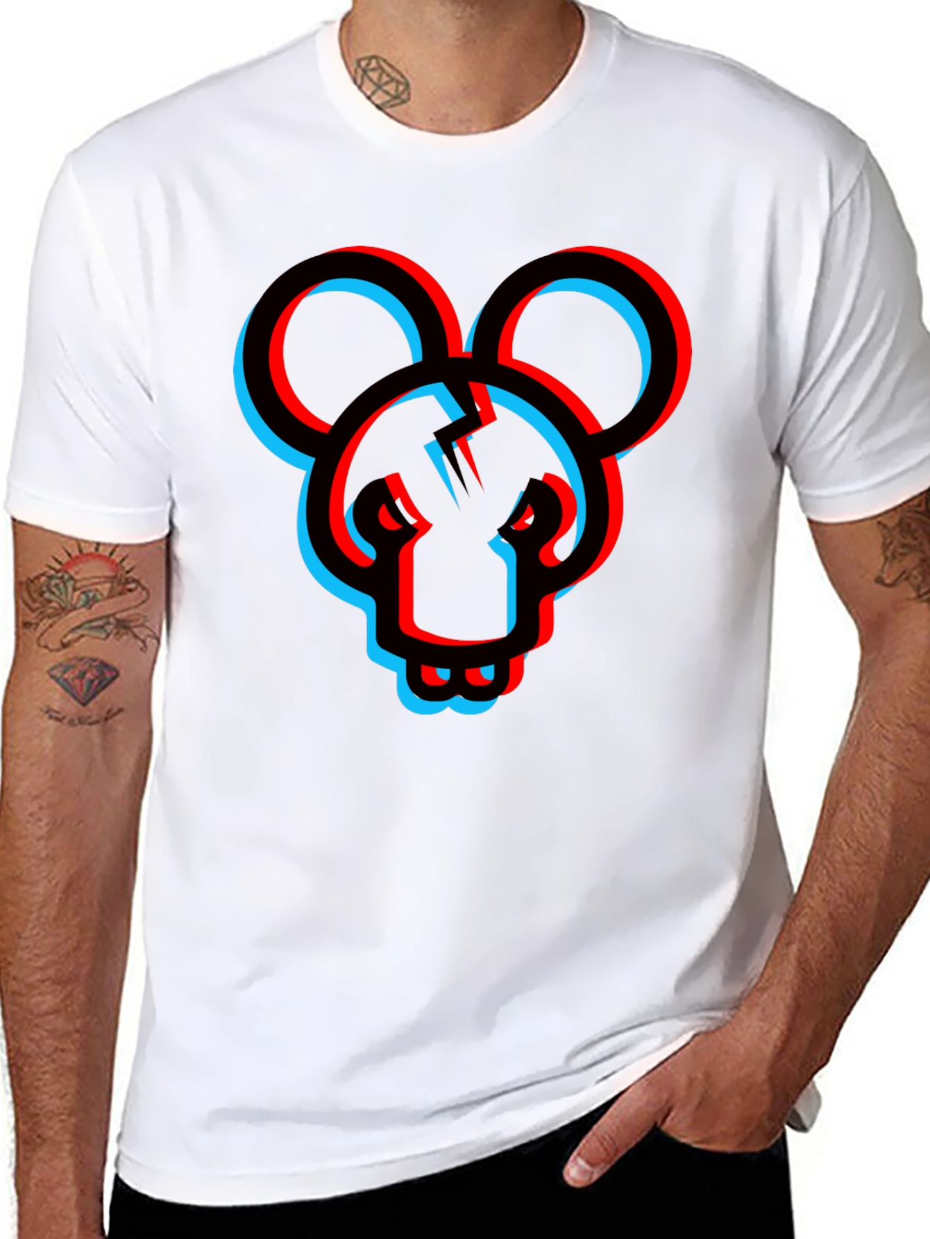 Graphic Print Black Crew Neck T-Shirt