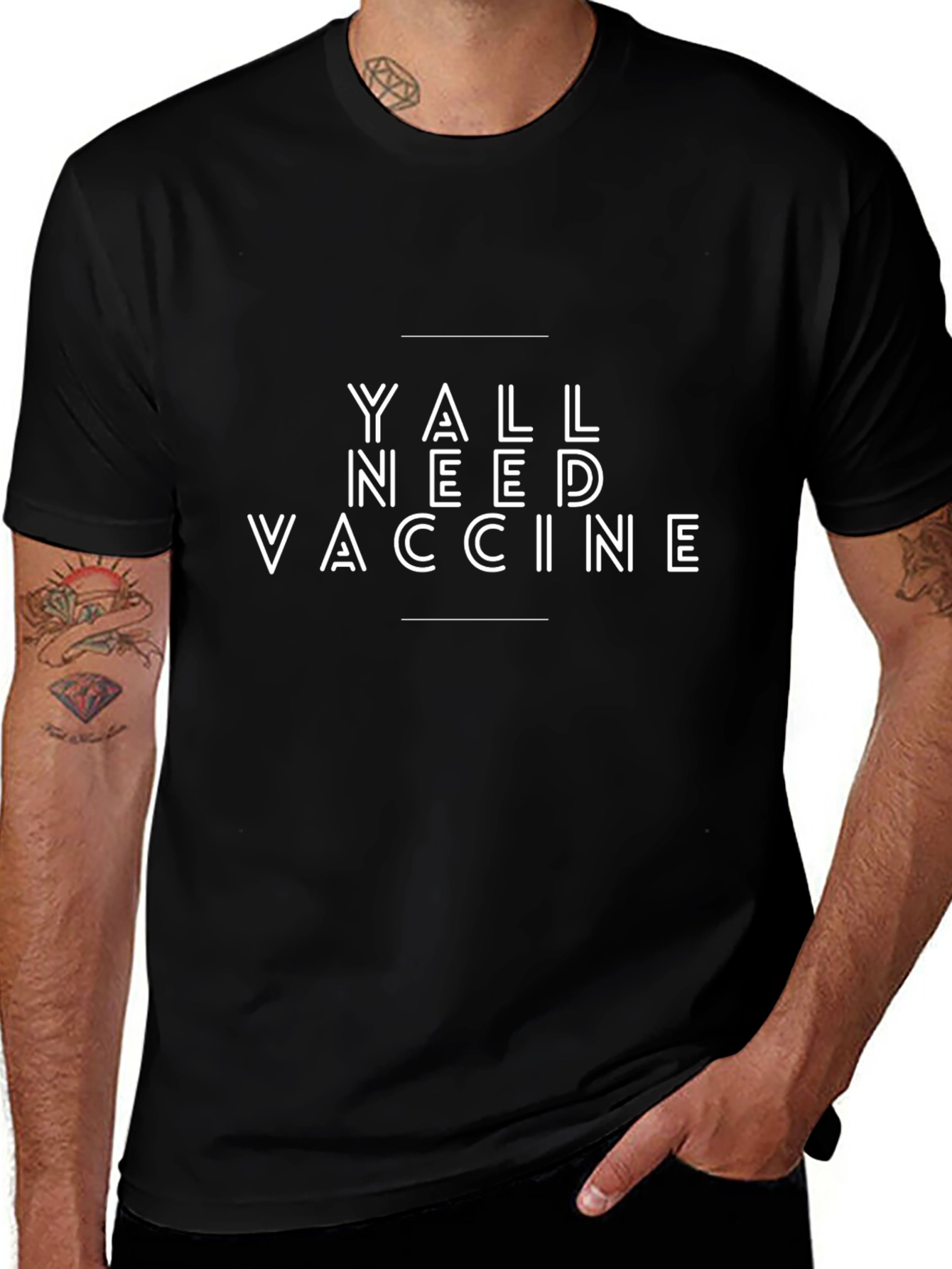Yall Need Vaccine Graphic Tee - Black Cotton T-Shirt