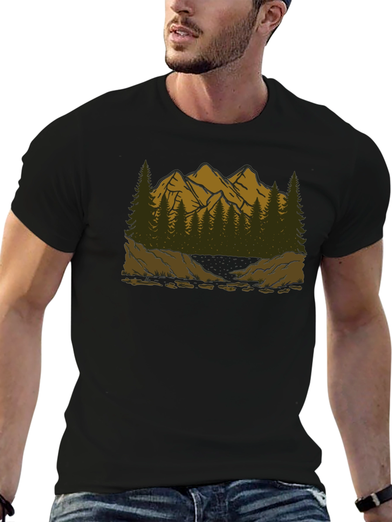 Mountain Scene Graphic Tee - Nature Adventure Shirt