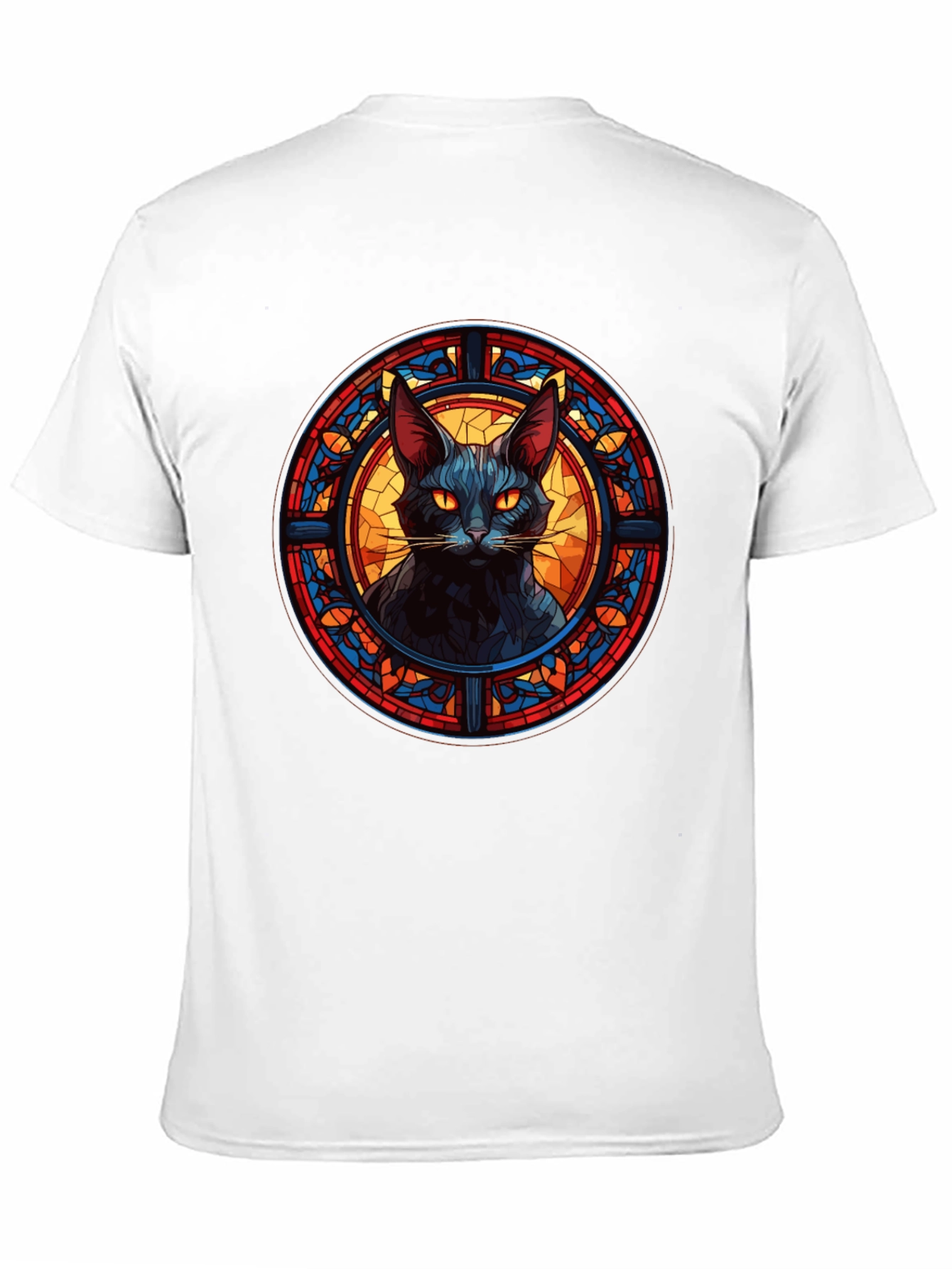 Black Cat Stained Glass Style Graphic Tee