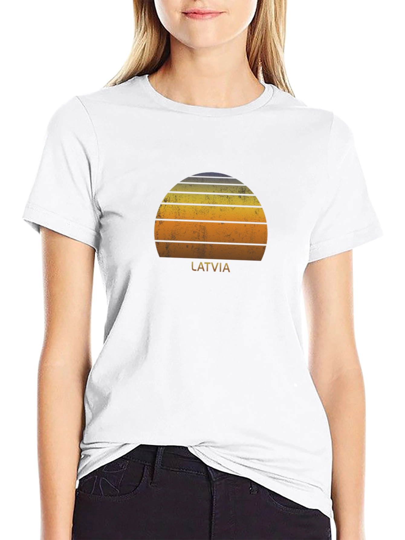 Latvia Sunset Graphic Tee - Retro Style