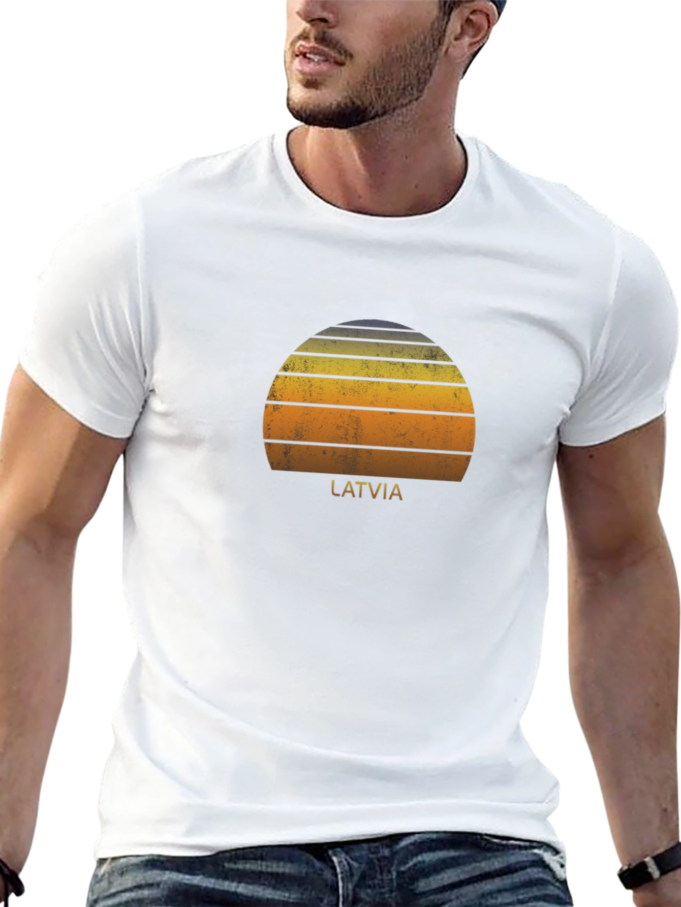 Latvia Sunset Graphic Tee - Retro Style