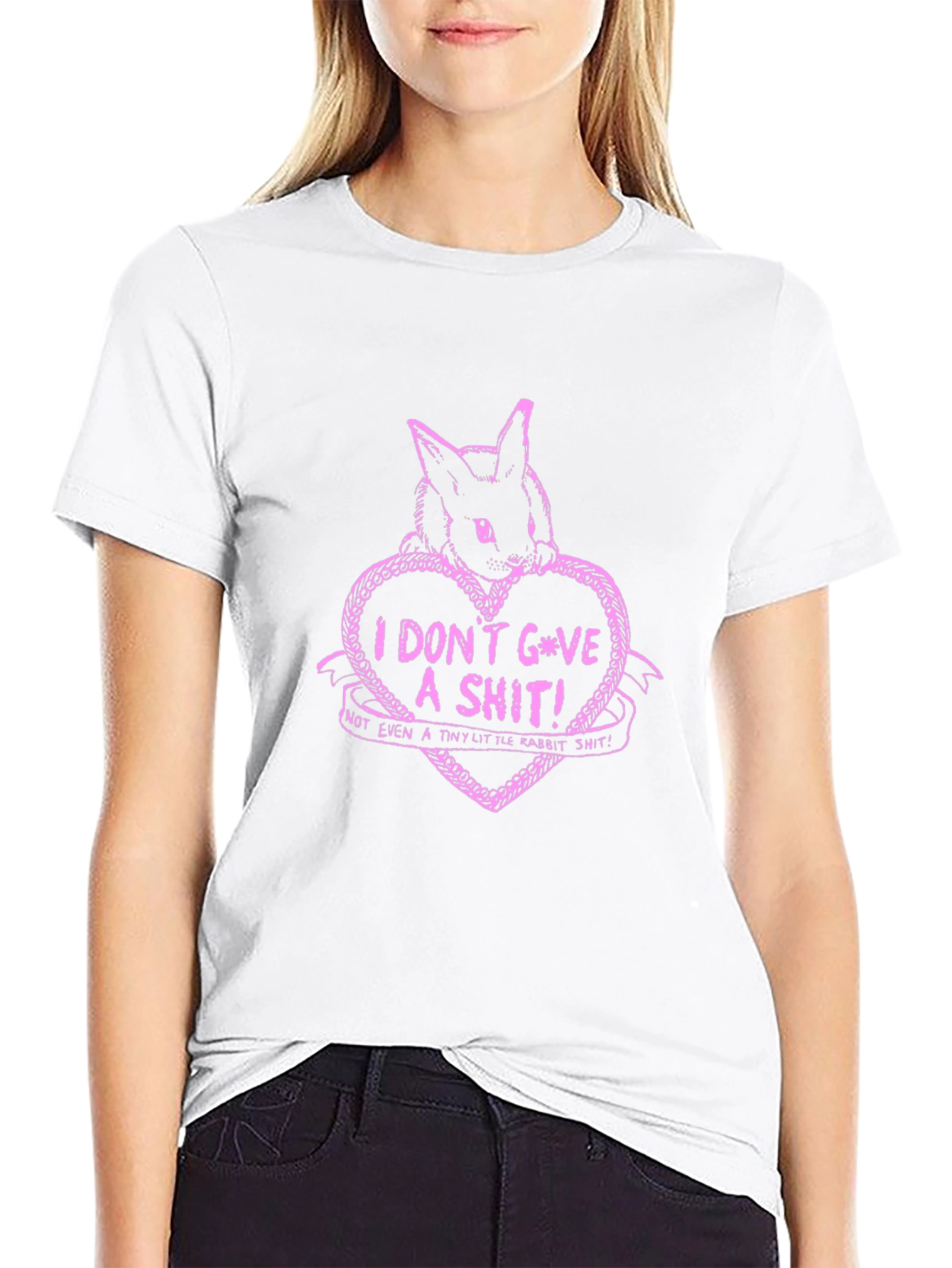 I Dont Give A Shit Bunny T-Shirt - Black