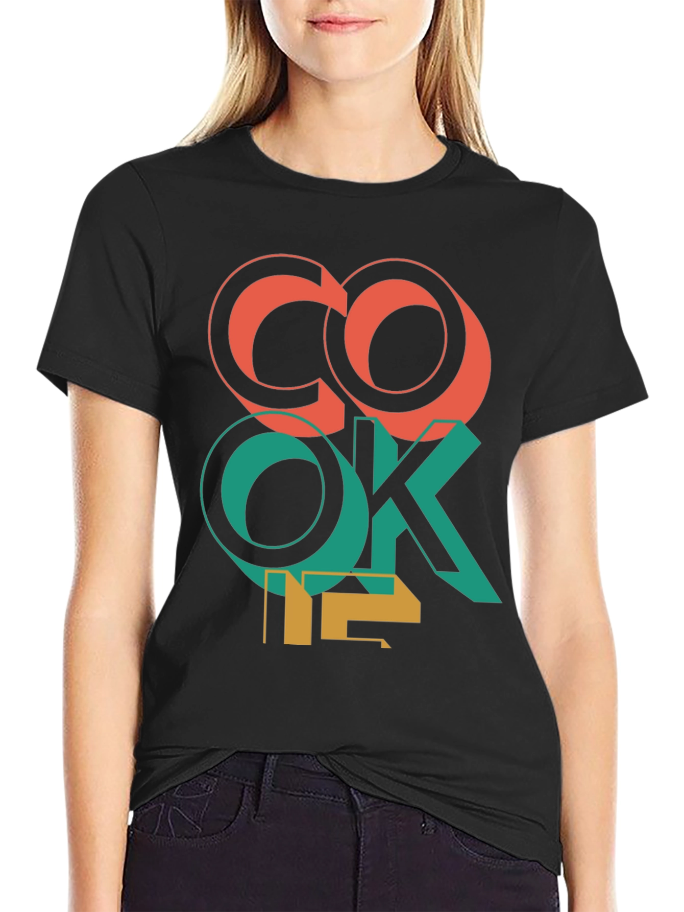 Cool Cook Me Graphic Print Black T-Shirt