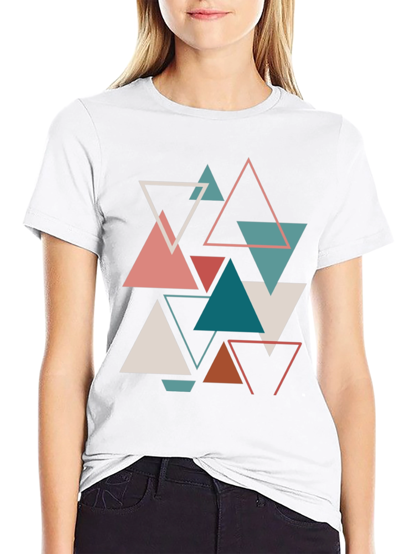 Abstract Geometric Triangle Pattern Graphic Tee